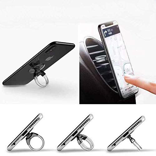 Tvoip 2Pcs Universal 3-in-1 Cell Phone Ring Holder & Stand - Finger Grip, Car Vent Mount, Tablet Stand - Black for Home, Office, and Travel Convenience