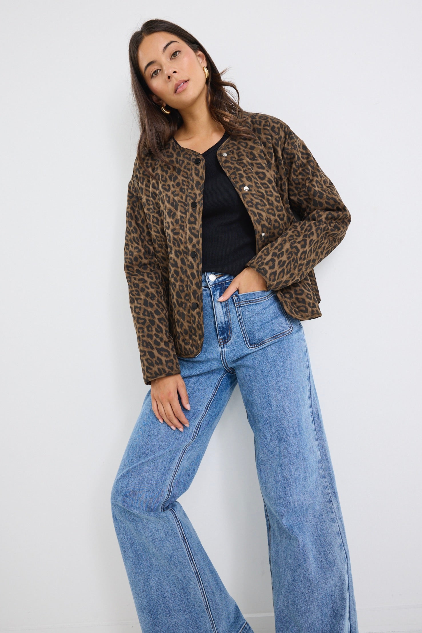 Apex Animal Print Collarless Puffer Jacket for Women - Winter Fashion Outerwear for Casual & Street Style
