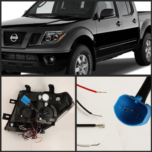 Nissan Frontier 05-08 LED Halo Projector Headlights - Black/Clear Lens - High Performance Lighting for Off-Road & Night Driving