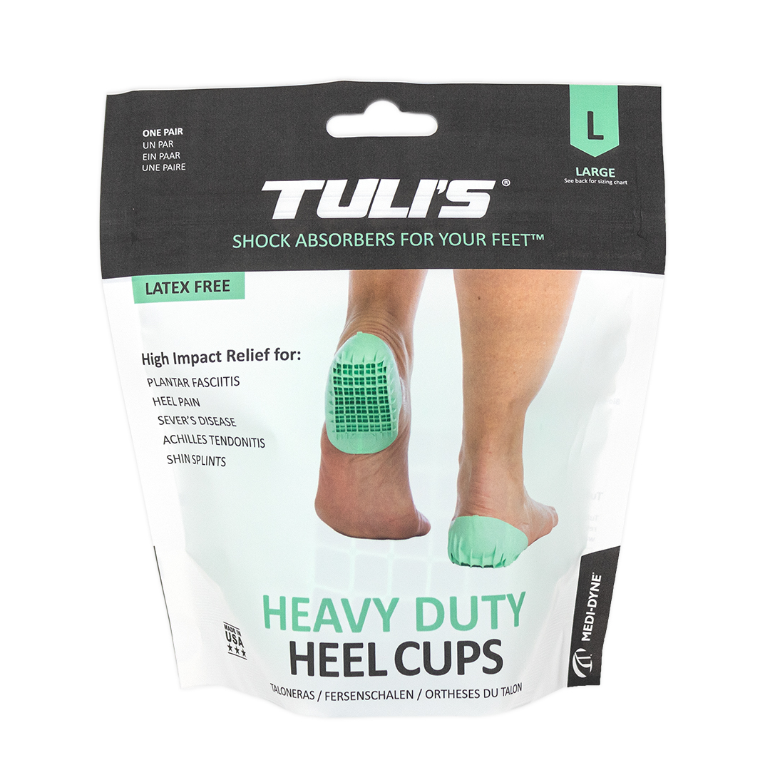 Tuli's Heavy Duty Heel Cups - Plantar Fasciitis & Heel Pain Relief, Green - Perfect for Running, Walking & Standing All Day