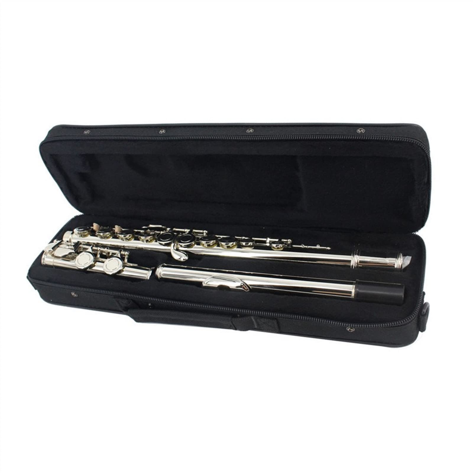 16 Key C Flute Cupronickel Nickel Plated Wind Instrument with Cleaning Cloth & Rod - Perfect for Beginners, Band Practice & School Performances