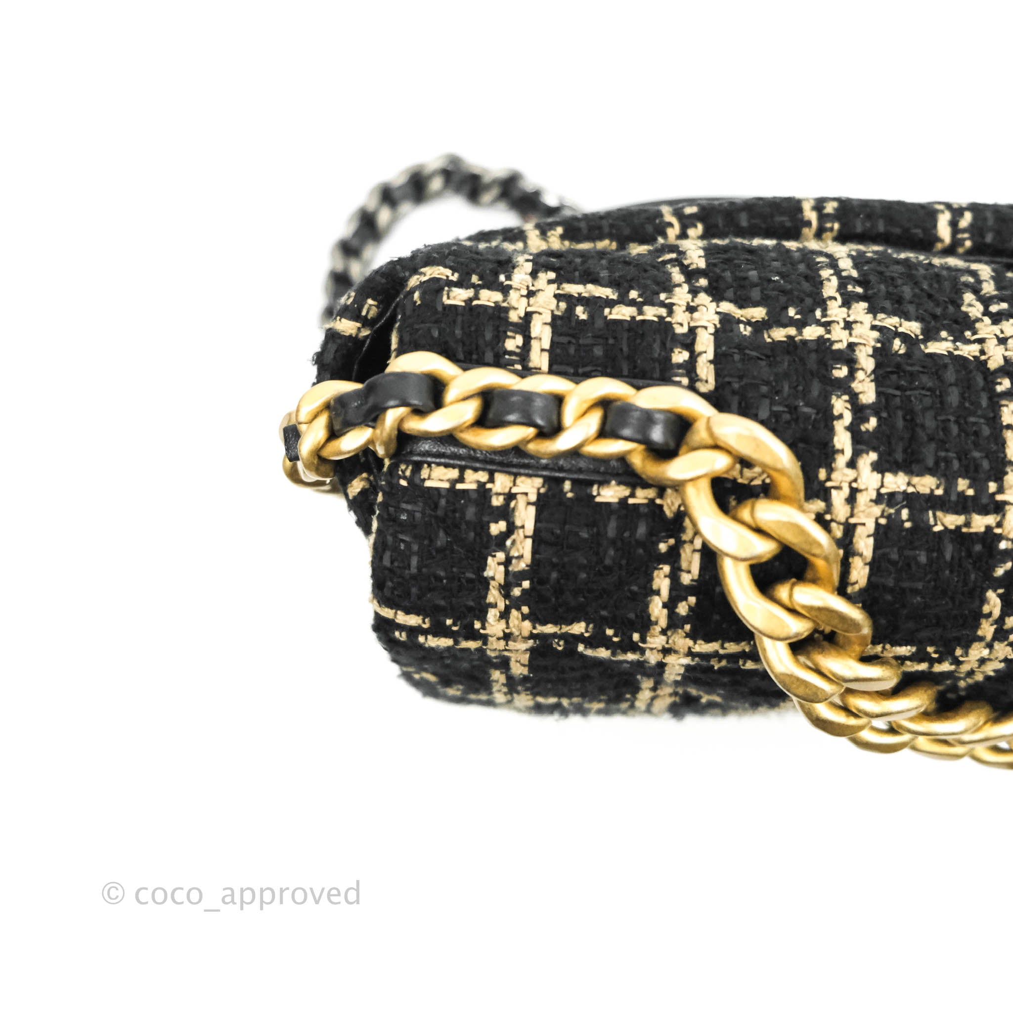 Chanel 19 Medium Handbag in Beige & Black Tweed with Mixed Hardware - Luxury Designer Shoulder Bag for Women, Perfect for Work, Evening Events & Travel