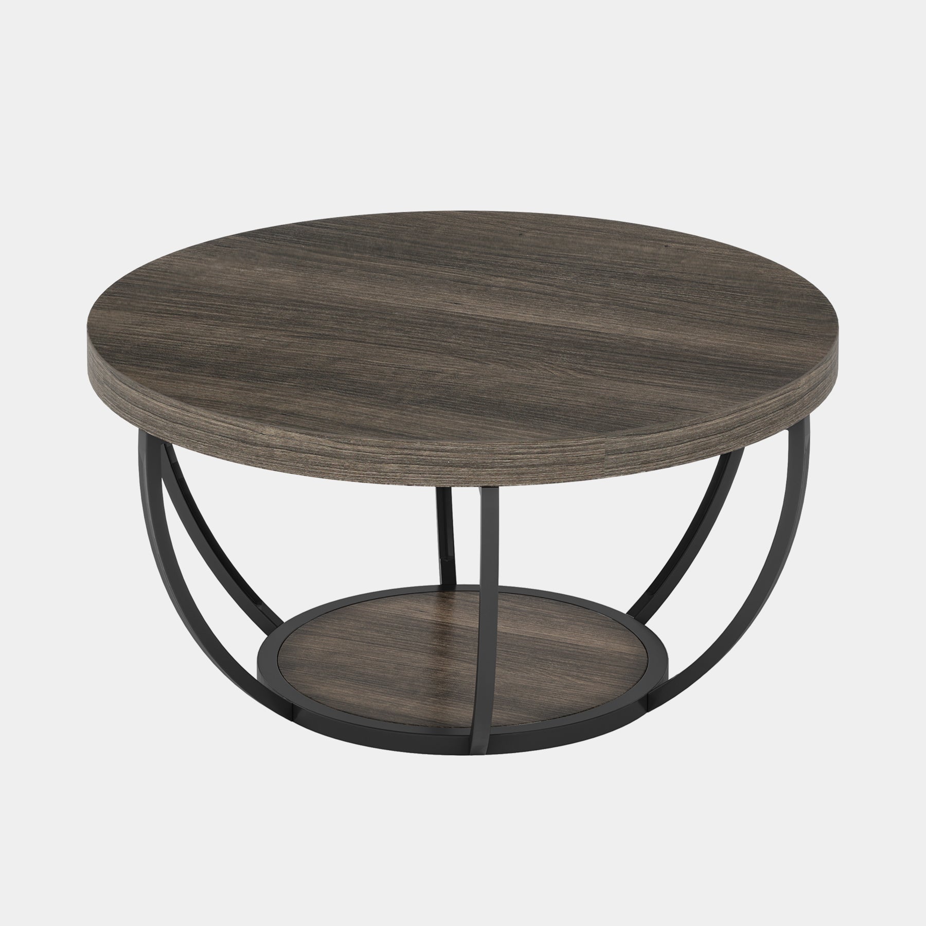 2-Tier Round Wooden Coffee Table with Storage Shelf - Modern Living Room Centerpiece for Home Decor & Entertaining