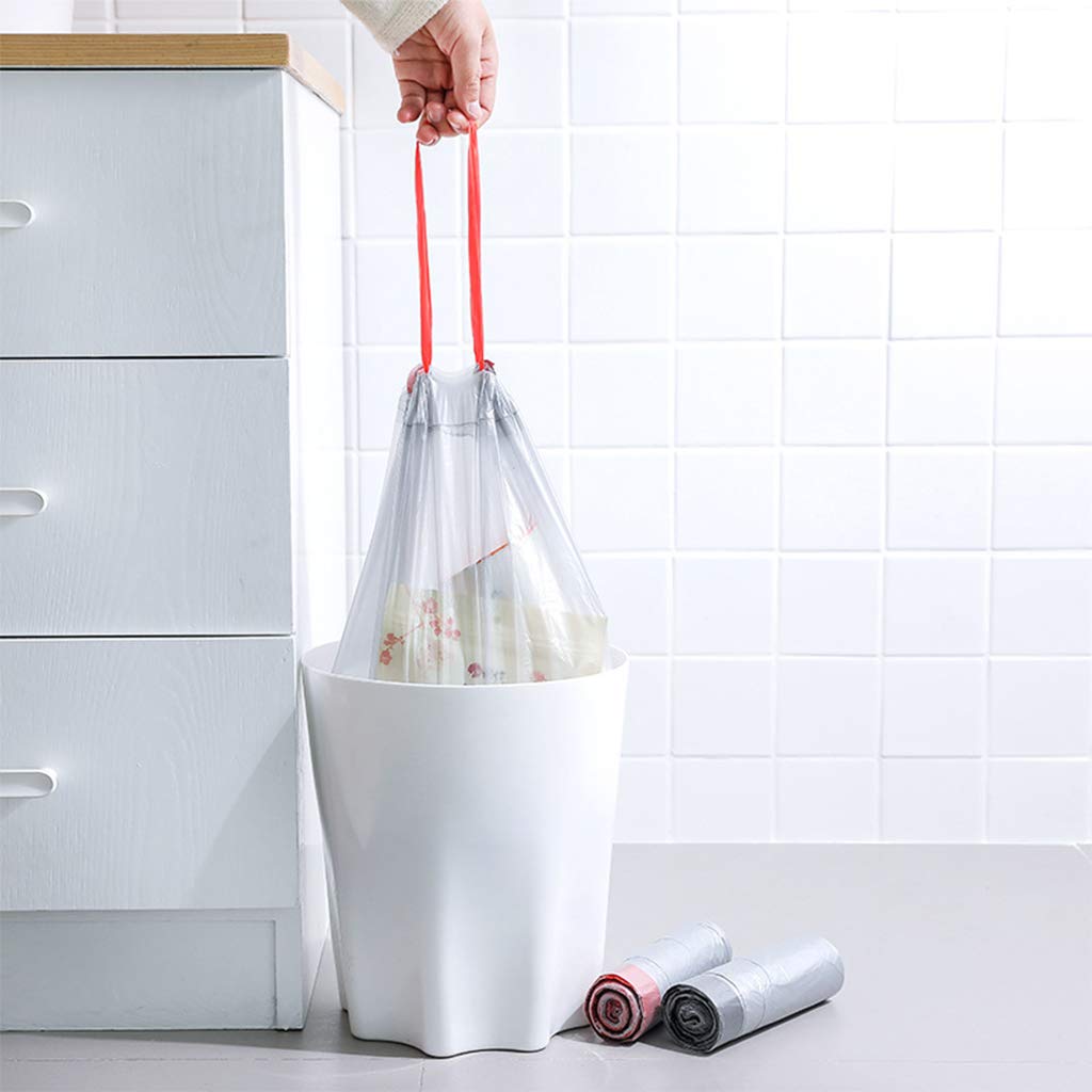 Disposable Plastic Drawstring Trash Bags - 90 Count (3 Rolls) Heavy Duty Garbage Can Liners for Kitchen, Bathroom & Home Use | Leakproof & Odor Control Waste Bags for Easy Cleanup