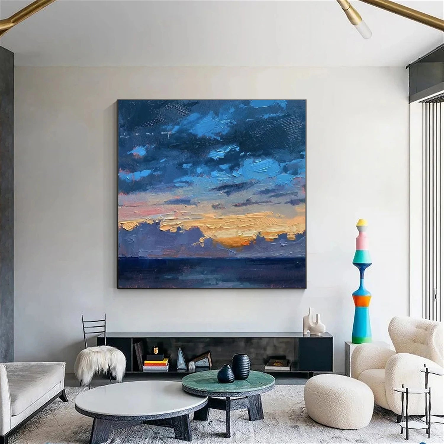 Abstract Wall Art #AB 470 - Modern Canvas Painting for Living Room, Bedroom & Office Decor - Handmade Contemporary Home Decoration