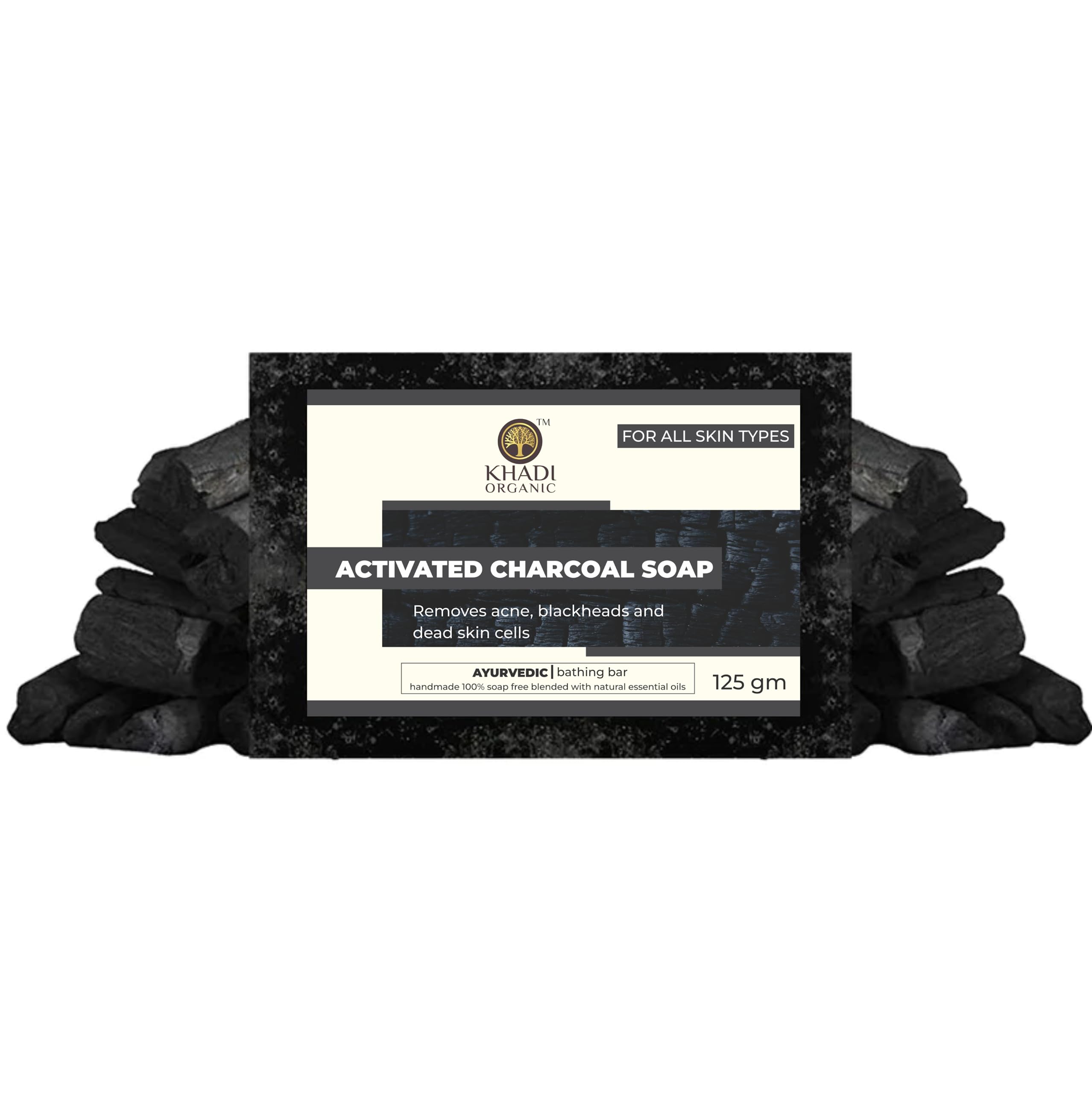 Organic Activated Charcoal Soap for Oily Skin - Deep Cleansing Handmade Face & Body Soap with Natural Charcoal (125g, Pack of 2) | Acne Treatment, Blackhead Removal & Skin Detox | Perfect for Daily Skincare Routine & Spa Days