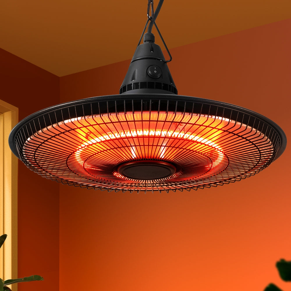 Devanti 1500W Hanging Electric Patio Heater - Outdoor Infrared Heating for Patio, Deck, Garden & Backyard - Perfect for Cold Weather Comfort