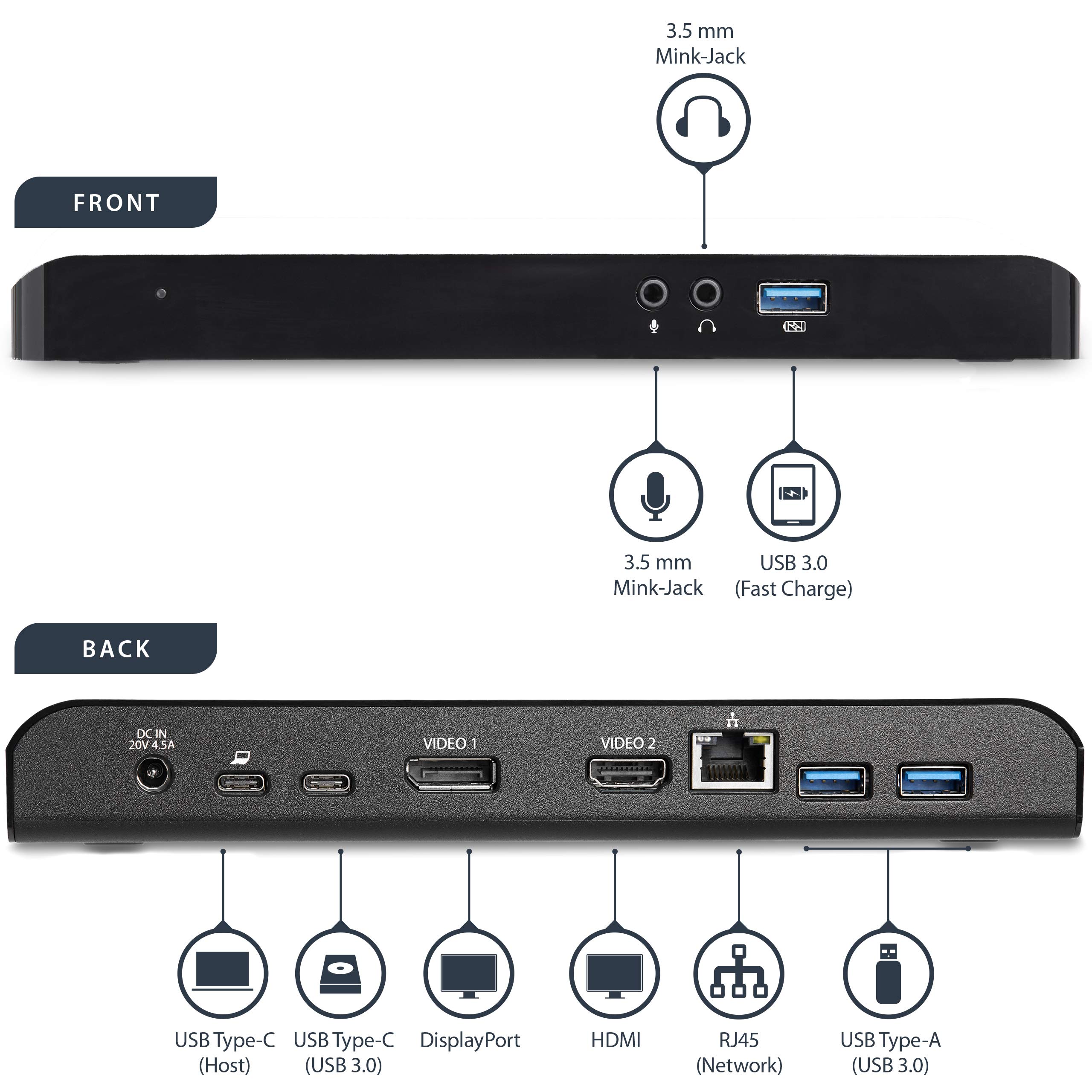 StarTech.com USB-C Dual Monitor Docking Station for Laptops - 4K HDMI & DisplayPort, 4x USB 3.0 Ports, 60W Power Delivery - Windows Compatible (MST30C2DPPD) - Perfect for Home Office, Remote Work & Multi-Screen Productivity