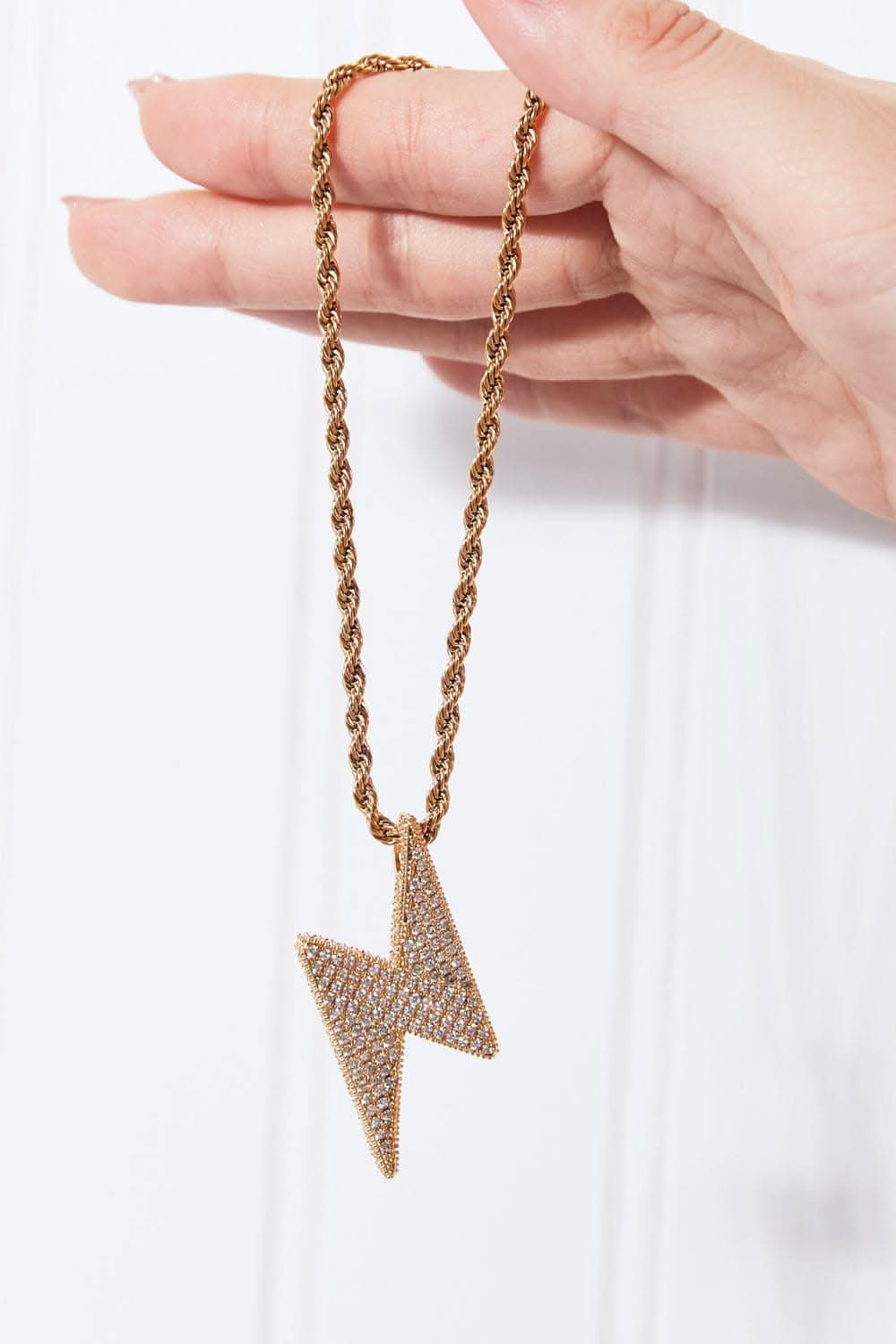 Stylish Brass Lightning Bolt Necklace for Men & Women - Trendy Punk Gothic Jewelry Gift for Parties, Concerts & Everyday Wear