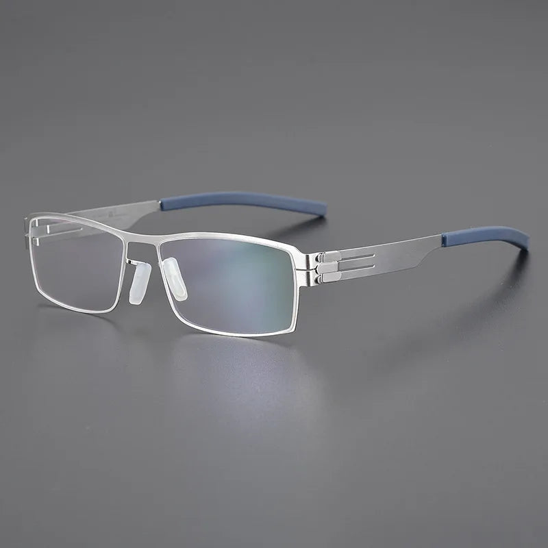 Black Unisex Full Rim Screwless Rectangle Stainless Steel Eyeglasses 5085 - Stylish & Durable for Work, Reading, and Everyday Wear