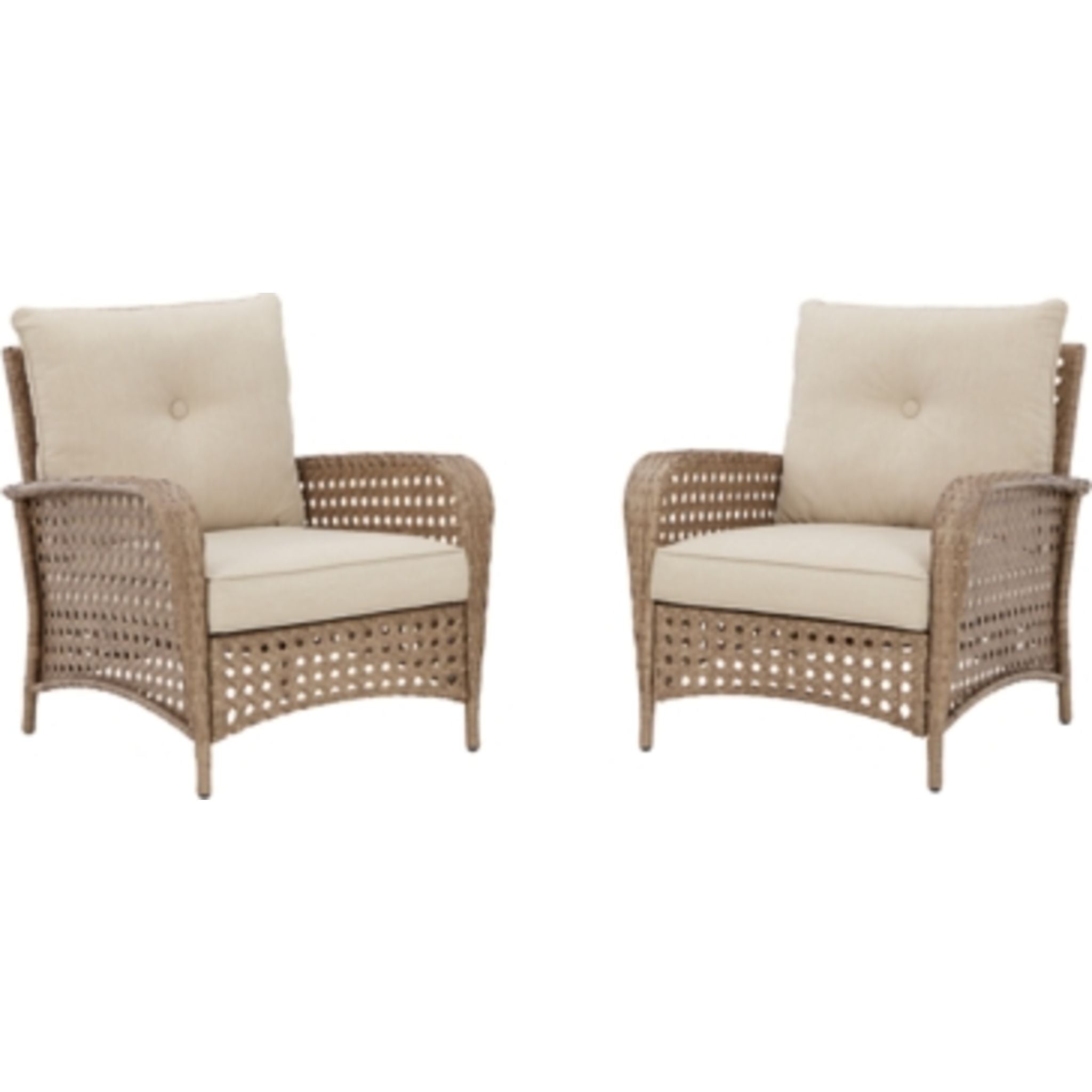Braylee Outdoor Lounge Chair with Cushion (Set of 2) - Waterproof Patio Furniture, Comfortable Backyard Seating for Poolside, Garden, Deck & Beach Relaxation - Driftwood Color