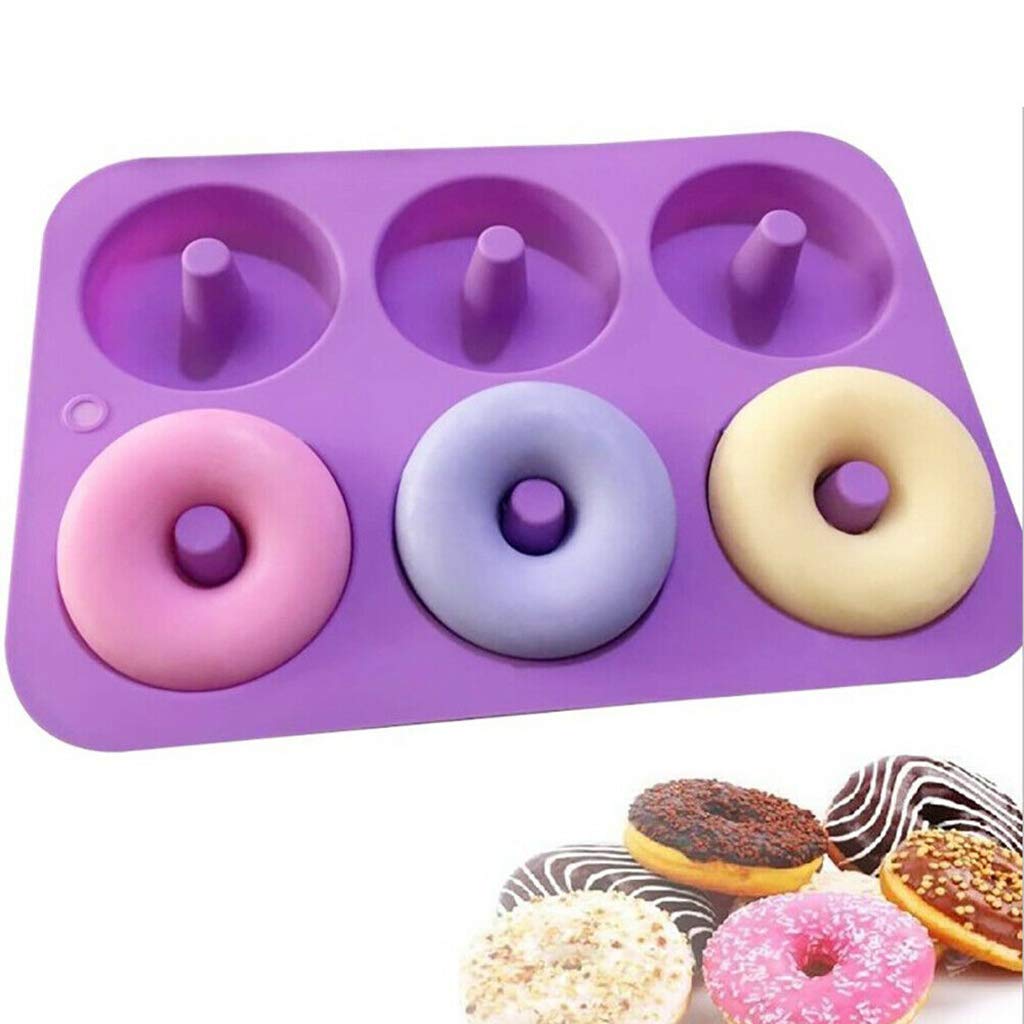 HELYZQ 6-Cavity Silicone Baking Mold - Round Non-Stick Heat Resistant Cake Muffin Cupcake Pan for Home Baking, Party Desserts & Holiday Treats