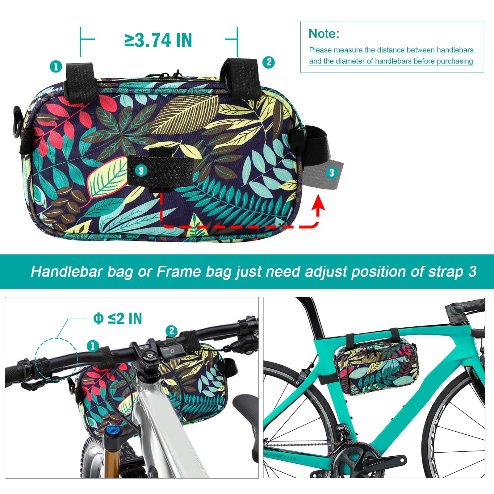 YEEGO DIRECT Waterproof Bike Handlebar Bag - Multifunctional Front Frame Bicycle Accessory for Scooters & Cycling (Green) | Perfect for Commuting, Travel & Outdoor Adventures