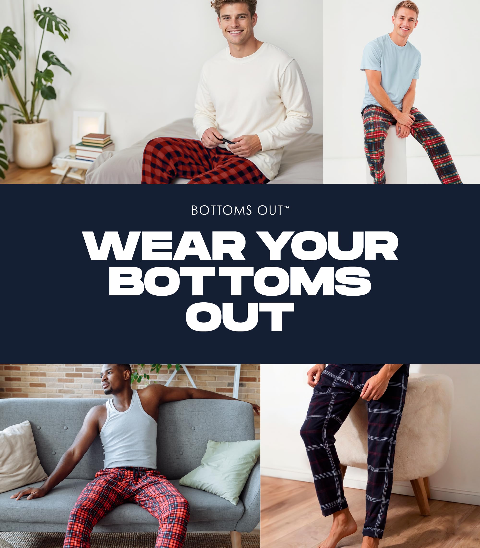 Men's Plaid Pajama Pants with Adjustable Elastic Waistband & Drawstring - Soft Sleep & Lounge Pants for Comfortable Nightwear, Home Relaxation and Travel