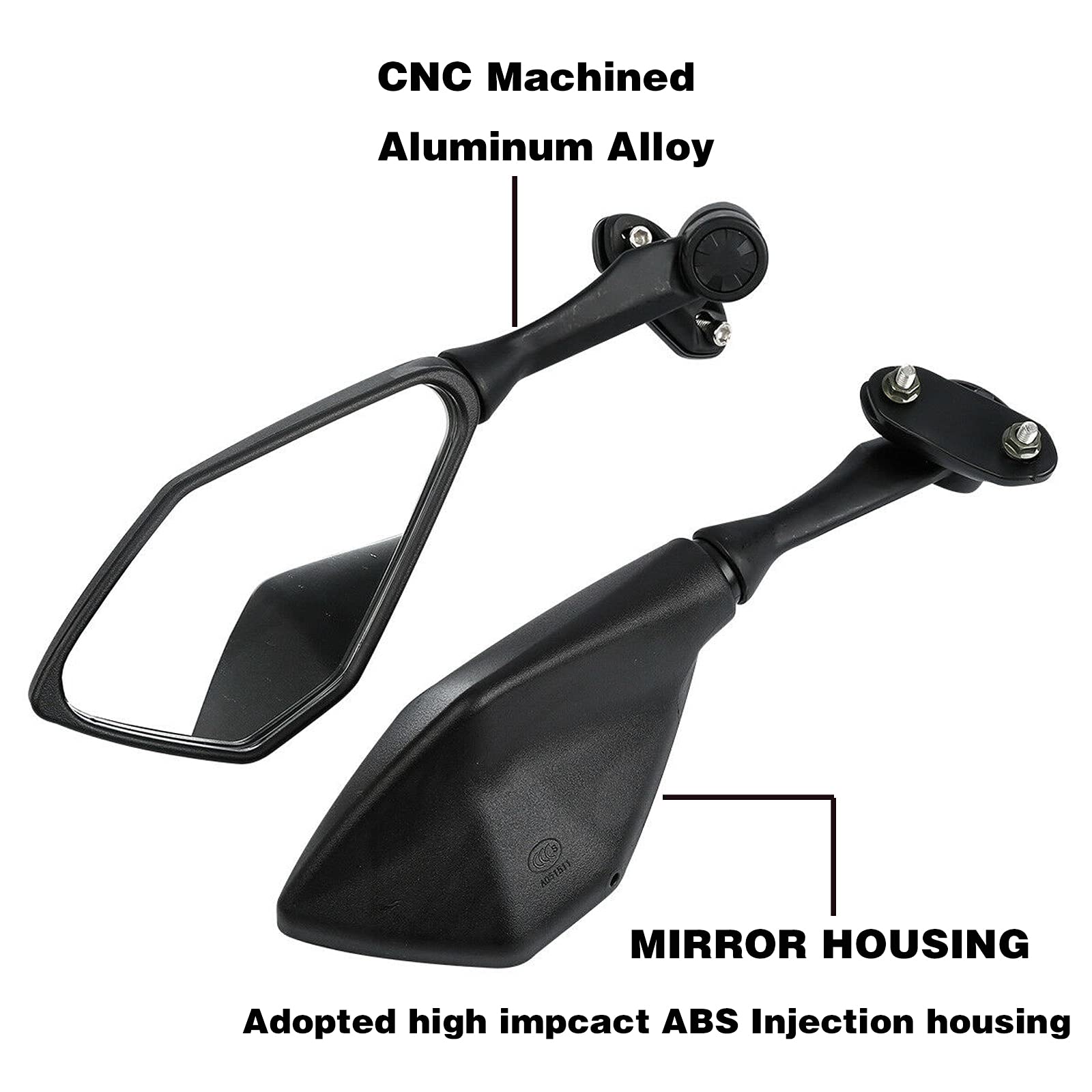 Mamiko Universal Motorcycle Rear View Mirrors - Compatible with Kawasaki Ninja 400 (2018-2021), Ninja 250 (2011-2018), ZX6R, ZX636, 650, 300R & EX300 ABS - Durable Replacement Side Mirrors for Enhanced Safety & Visibility on Road Trips