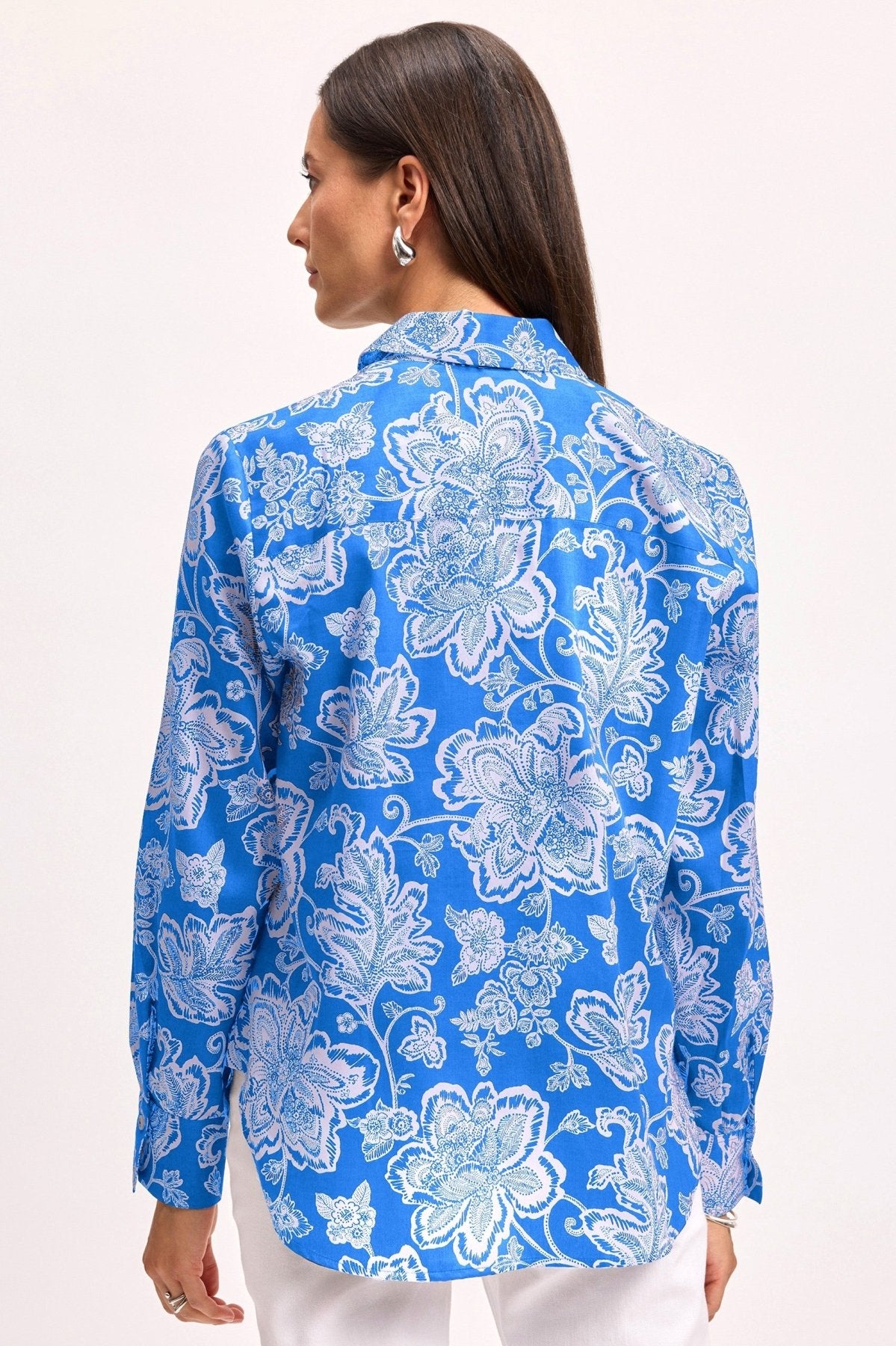 Meghan Woodblock Floral Long Sleeve Shirt - Women's Bohemian Printed Blouse for Casual Wear & Spring Outfits