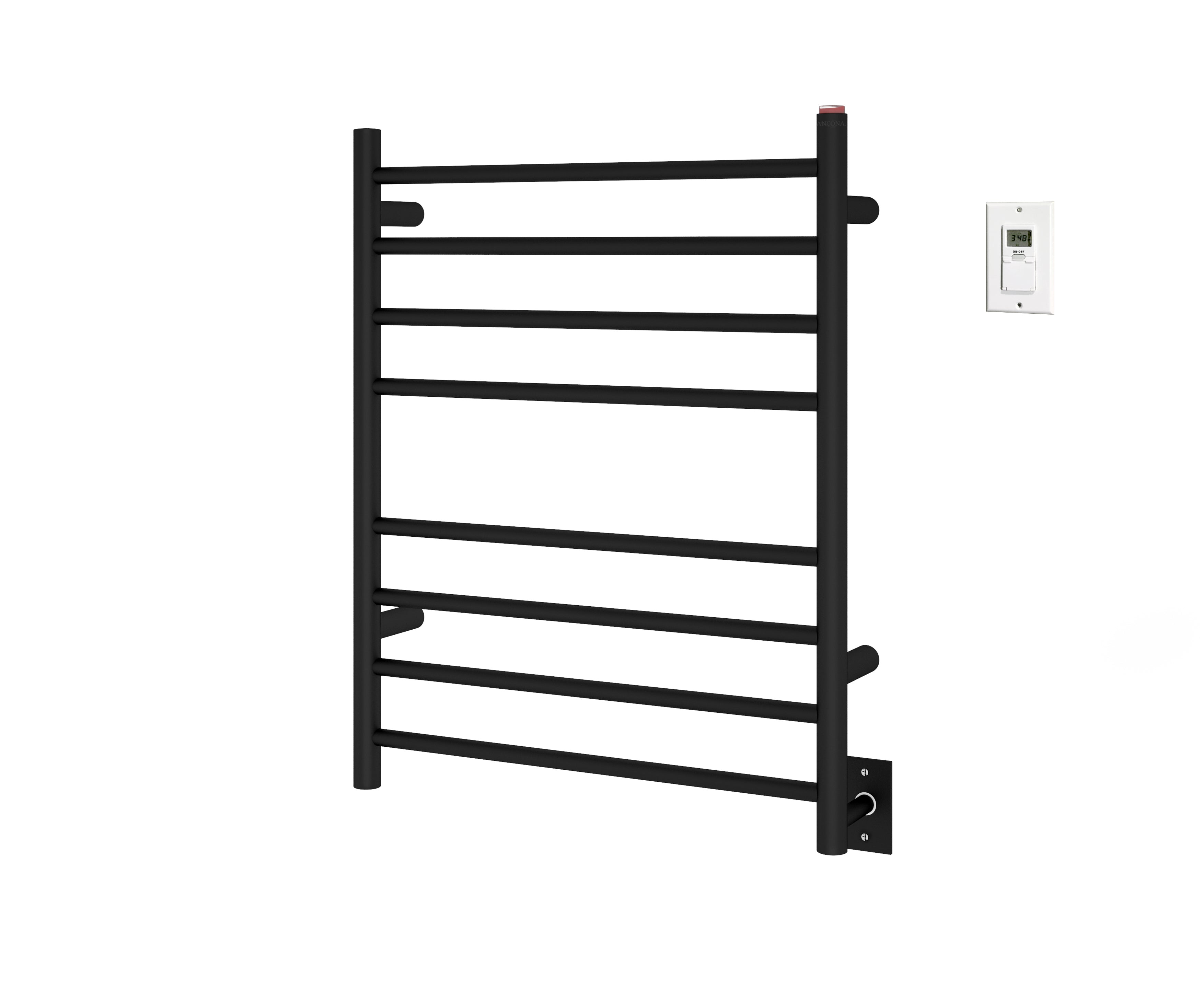 Premium Dual 8 Bar Hardwired & Plug-in Towel Warmer with Timer - Matte Black Finish | Bathroom Luxury for Spa, Hotel & Home Use