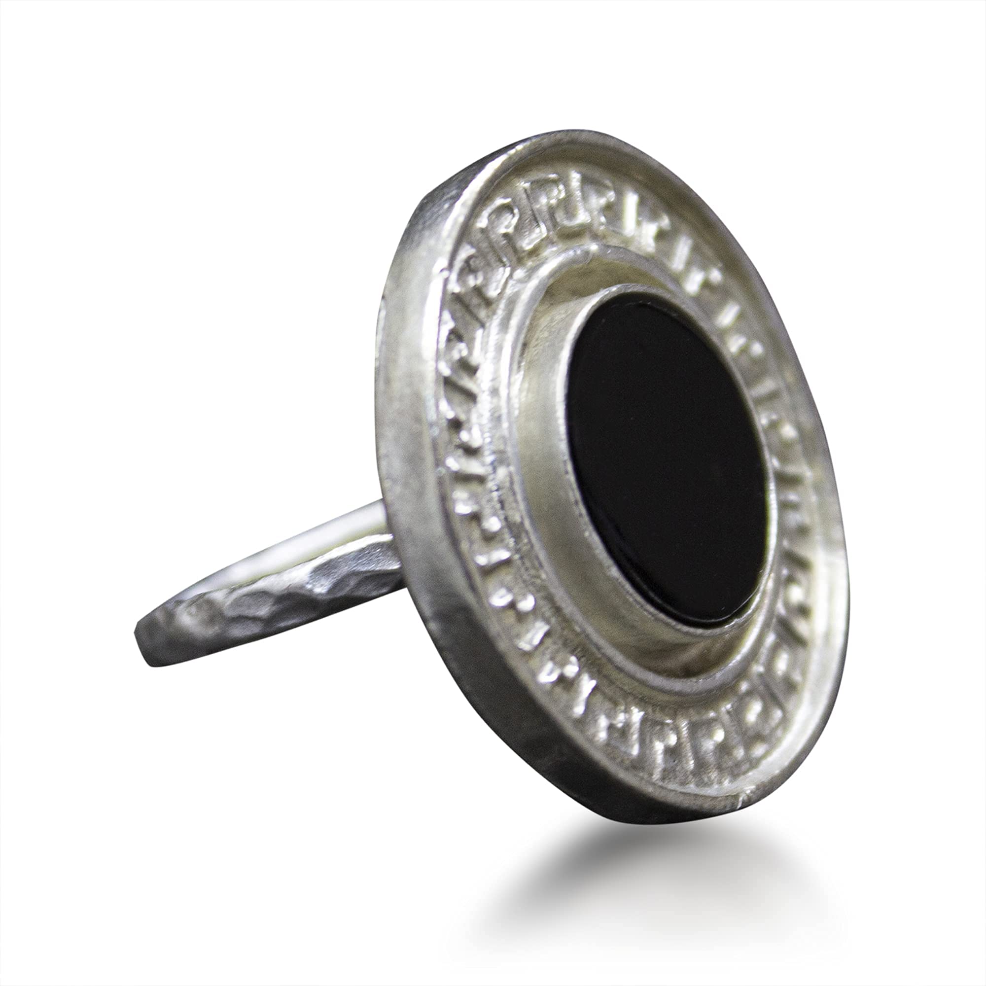Greek Meander Black Onyx Ring - Handmade 925 Sterling Silver Eternity Key Ring | Ancient Roman Jewelry with Meander Symbol by Pellada | Perfect for Weddings, Anniversaries & Special Occasions