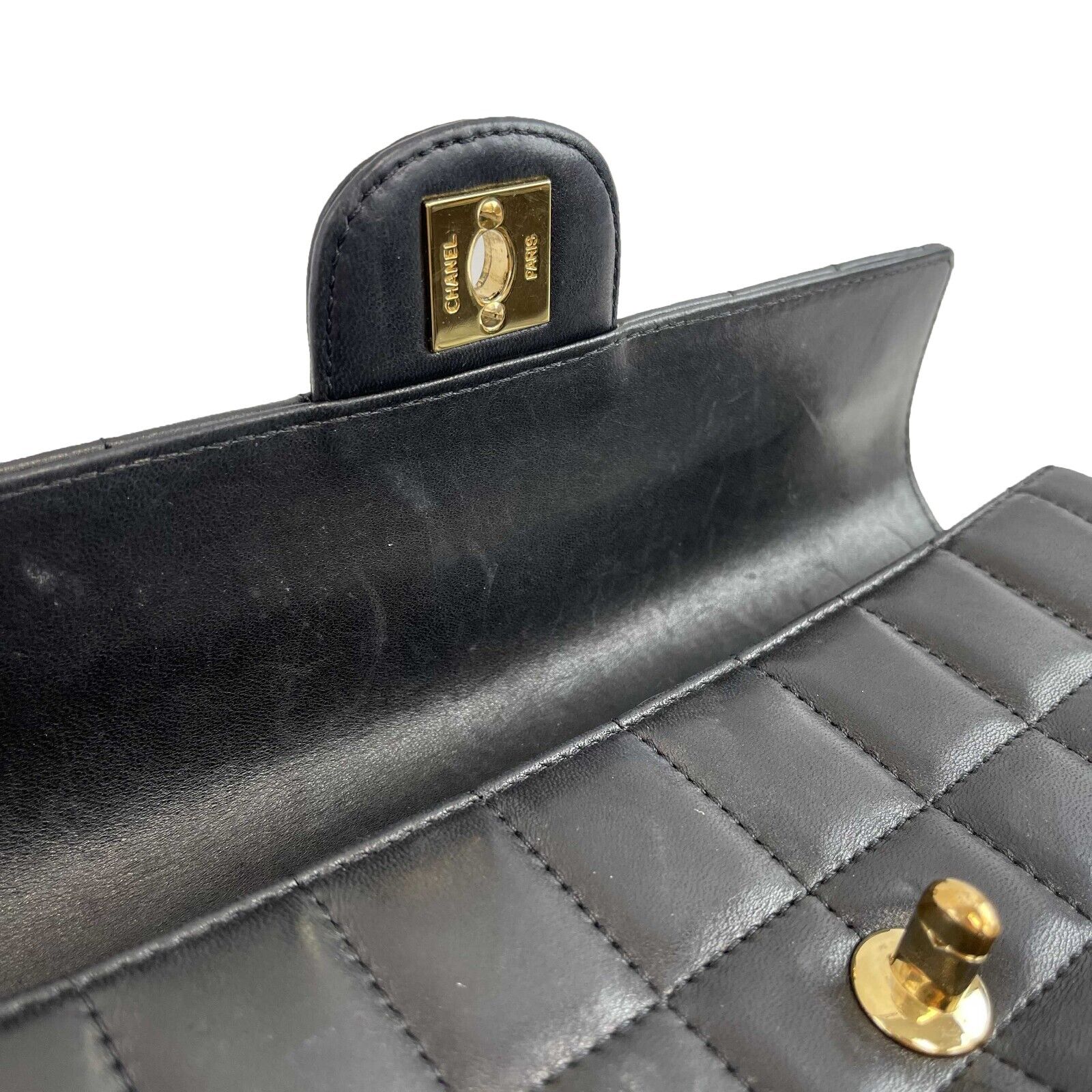 Vintage Chanel Black Chocolate Bar Bag - East West Flap with CC Gold Hardware - Luxury Crossbody Handbag for Women | Perfect for Evening Parties, Date Nights & Special Occasions