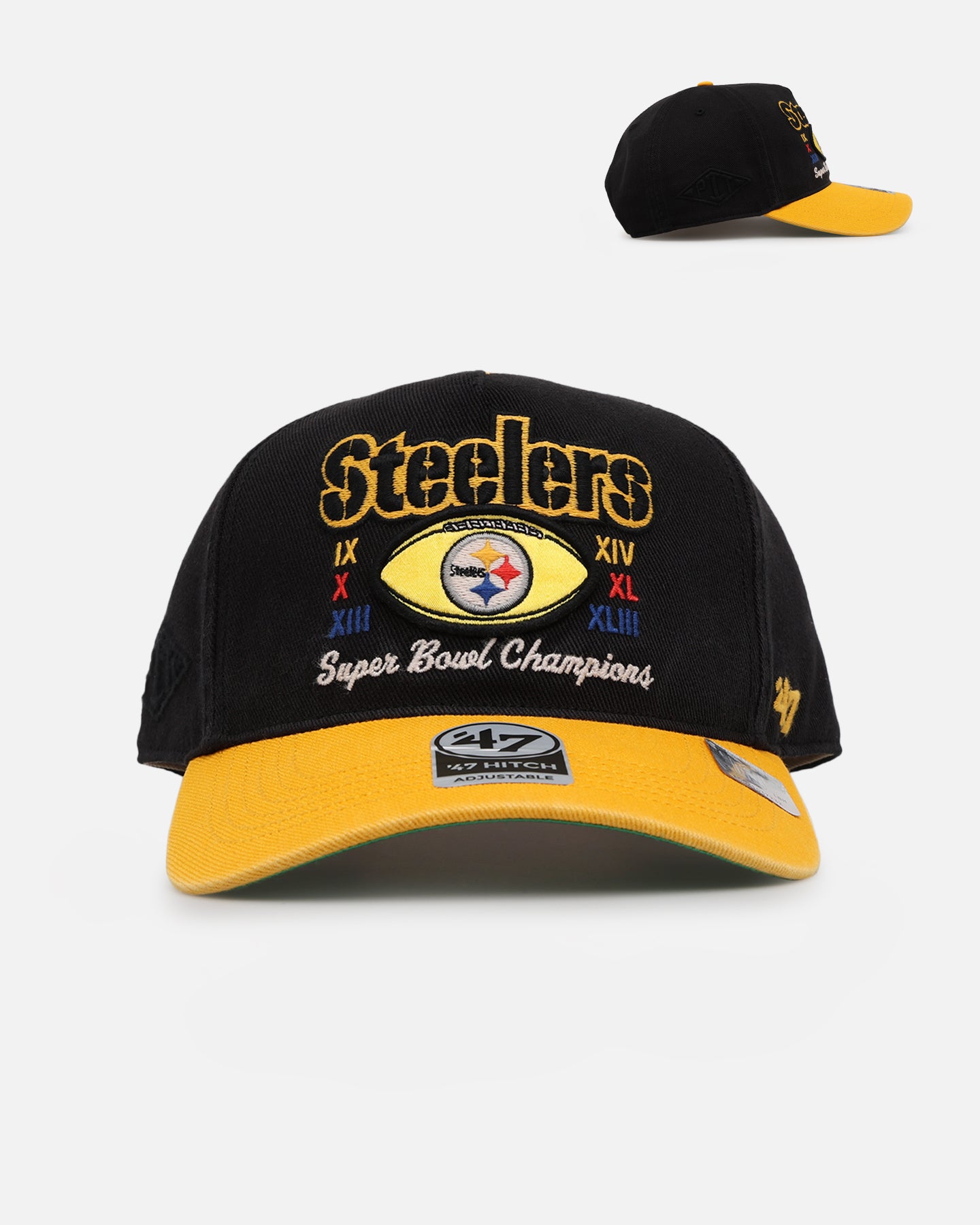 47 Brand Pittsburgh Steelers 'NFL Trophy Case' Premium Hitch Snapback Black/Yellow - Official NFL Licensed Hat for Football Fans & Game Day Outfits
