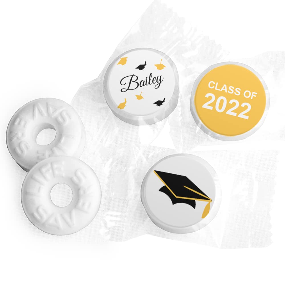 Personalized Graduation Mints & Life Savers - Bulk 320 Yellow Candy Stickers for Party Favors | Perfect for Graduation Ceremonies, School Events & Celebration Gifts