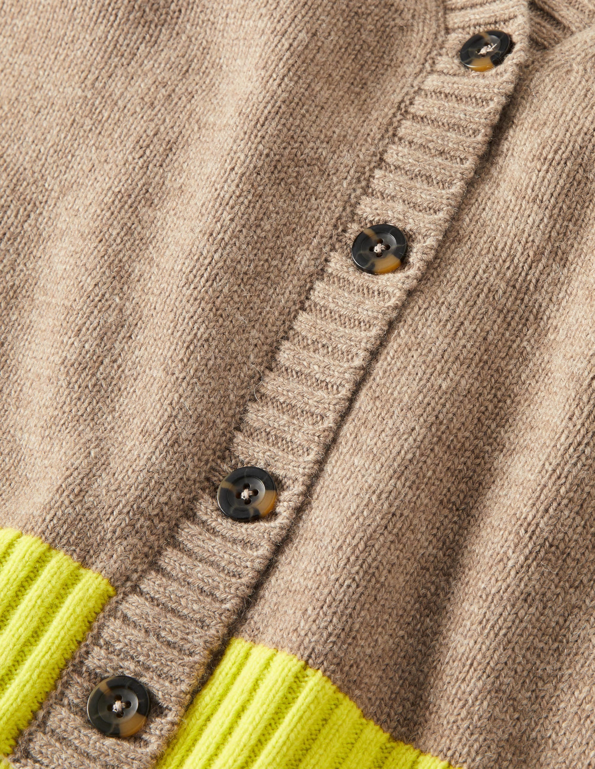 Dark Mink Melange & Neon Yellow Button Up Knitted Tank Top for Women - Casual Summer Wear, Beach Outfits, and Layering Essentials