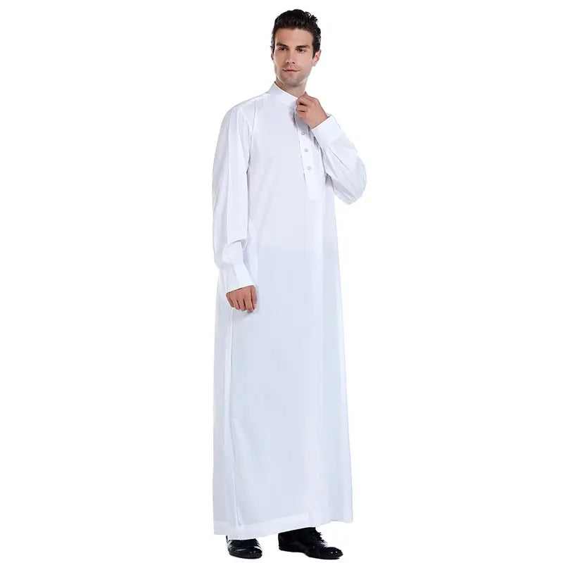 Authentic Middle Eastern Arab Men's Thawb with Stand-Up Collar | Traditional Thobe for Eid, Weddings & Special Occasions | Premium Quality Islamic Clothing for Men