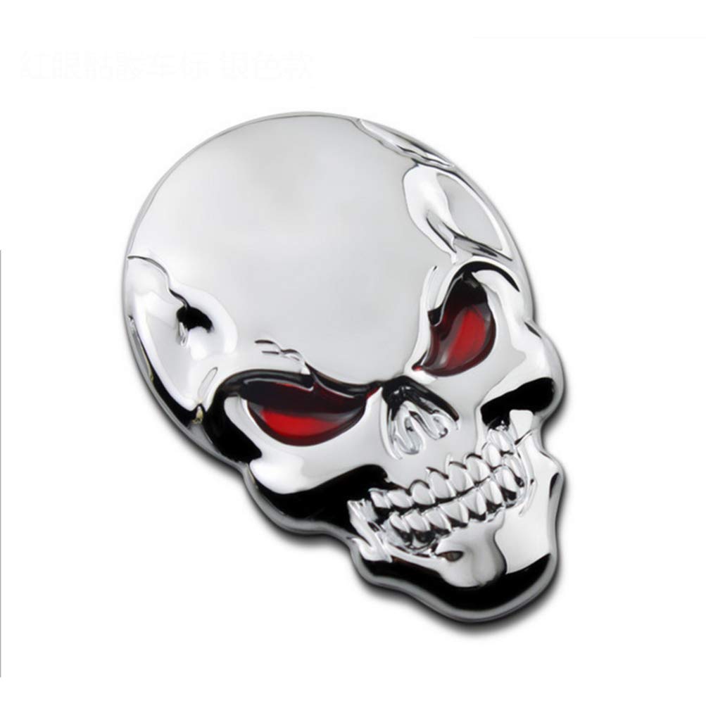 Skull Metal Car Decal - Silver Car Badge & Sticker for Vehicles, Motorcycles & Trucks | Durable Auto Emblem for Gothic Style & Biker Lovers