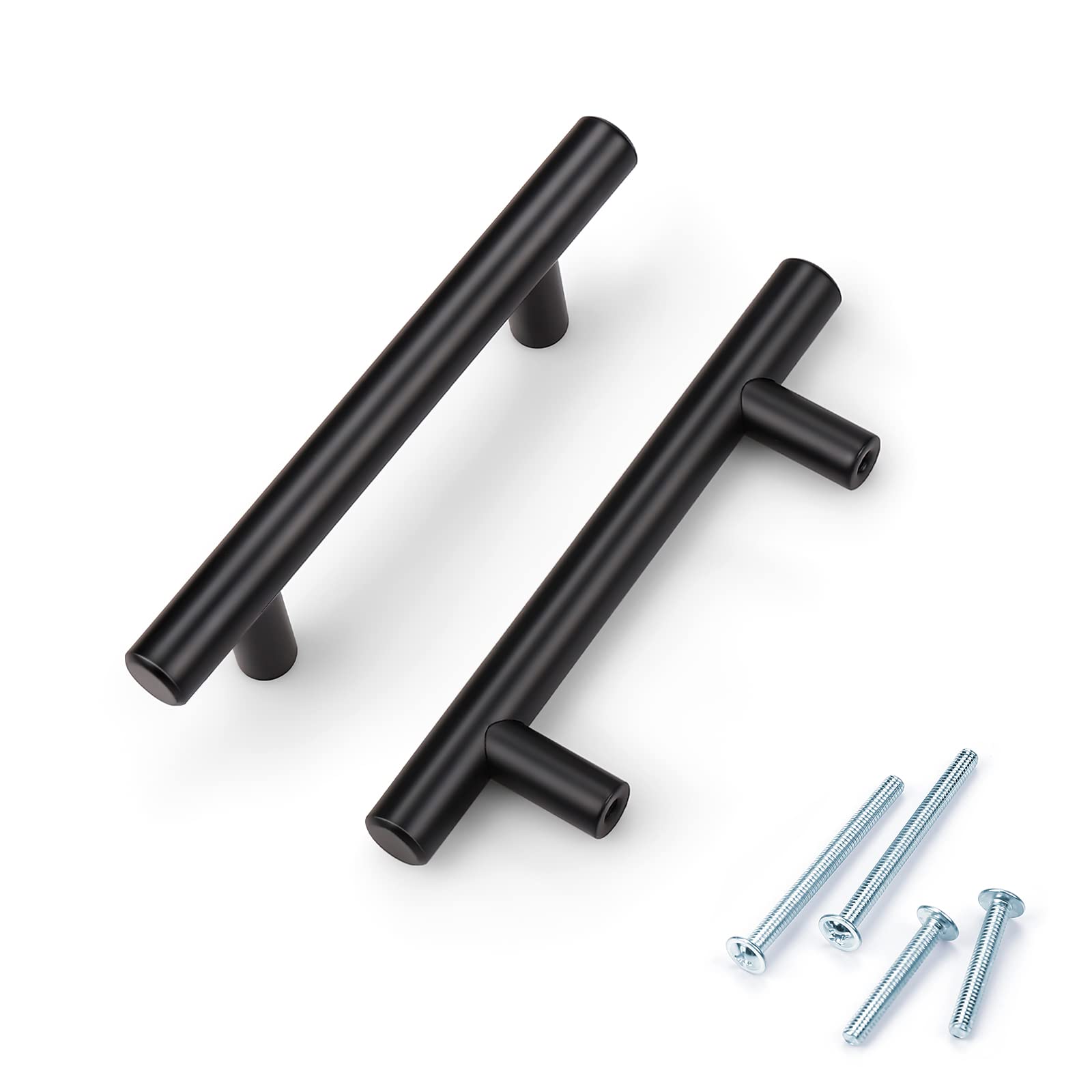 KNOBWELL 15 Pack 3 Inch Solid Black Kitchen Cabinet Handles - Modern T Bar Dresser Drawer Pulls for Cabinets, Cupboards & Furniture - Perfect for Kitchen Remodel, Bathroom Vanity & Bedroom Dresser Upgrade