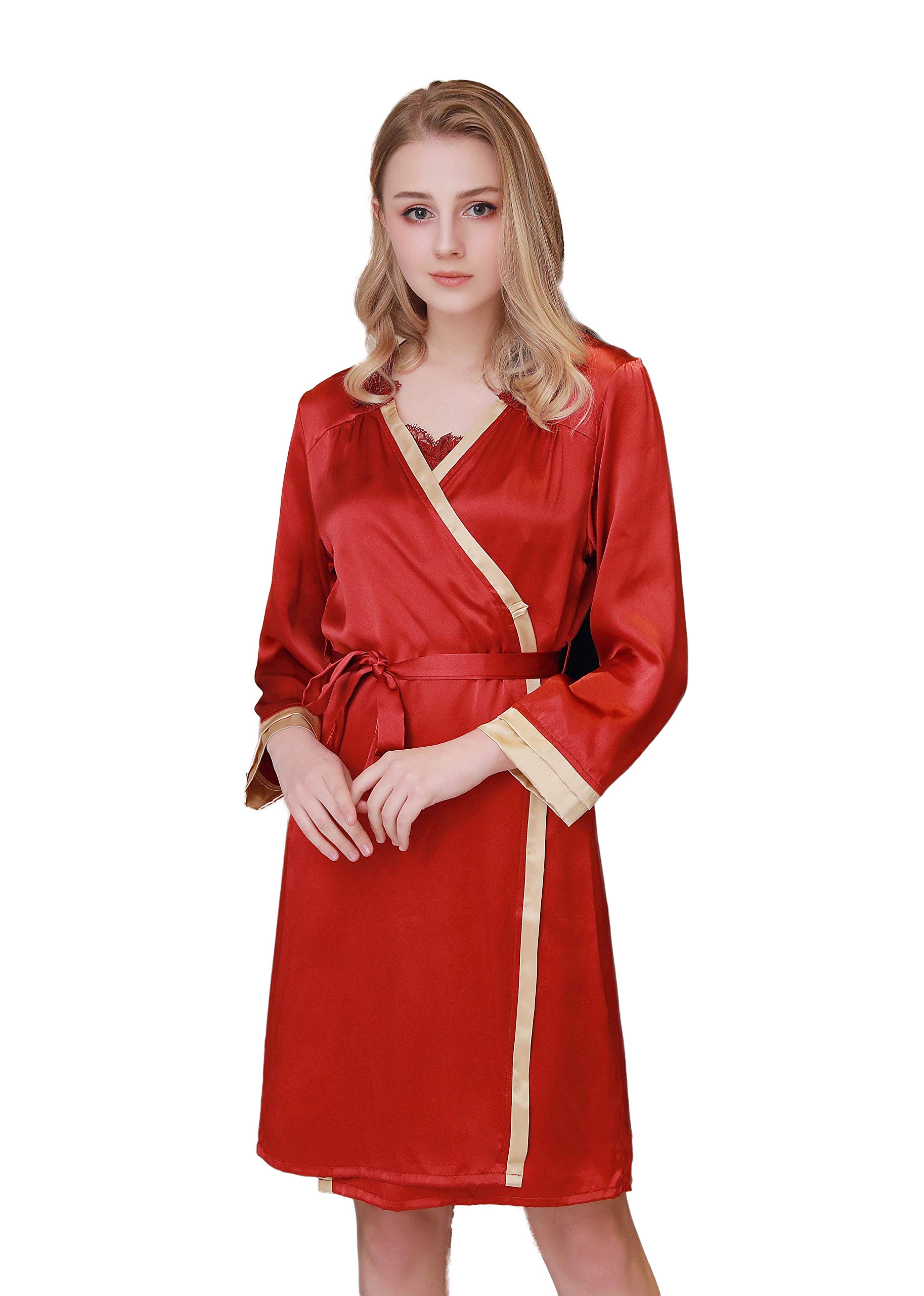 Silk Robe for Women - Elegant Nightgown & Pajama Set - Soft Comfortable Sleepwear for Lounge & Bedtime - Perfect for Spa Nights, Bridal Showers & Relaxing at Home
