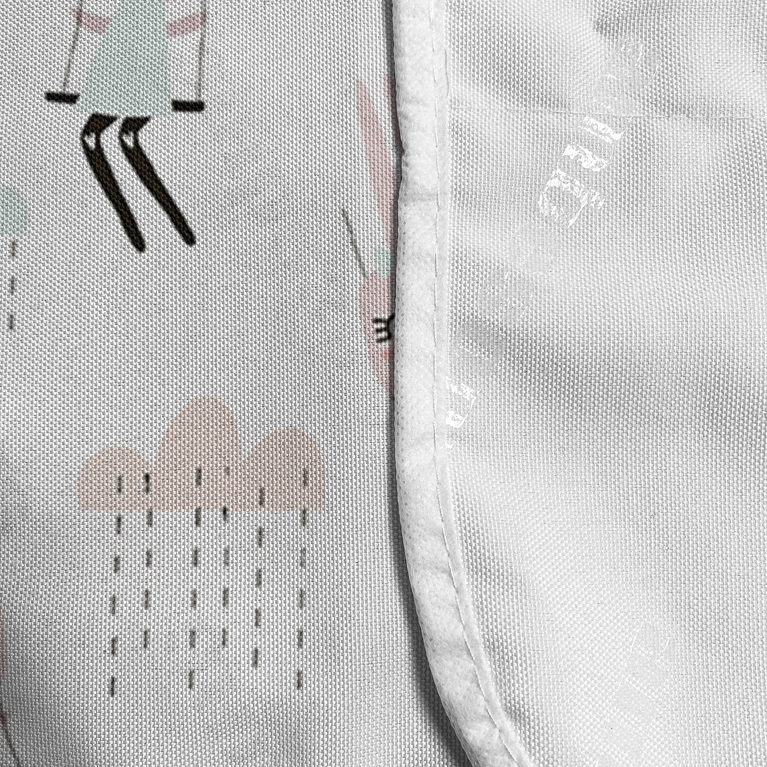Ambesonne Waterproof Microwave Cover with Pockets - Cute Rabbit Cartoon Design, Pastel Rain Cloud Print, 36