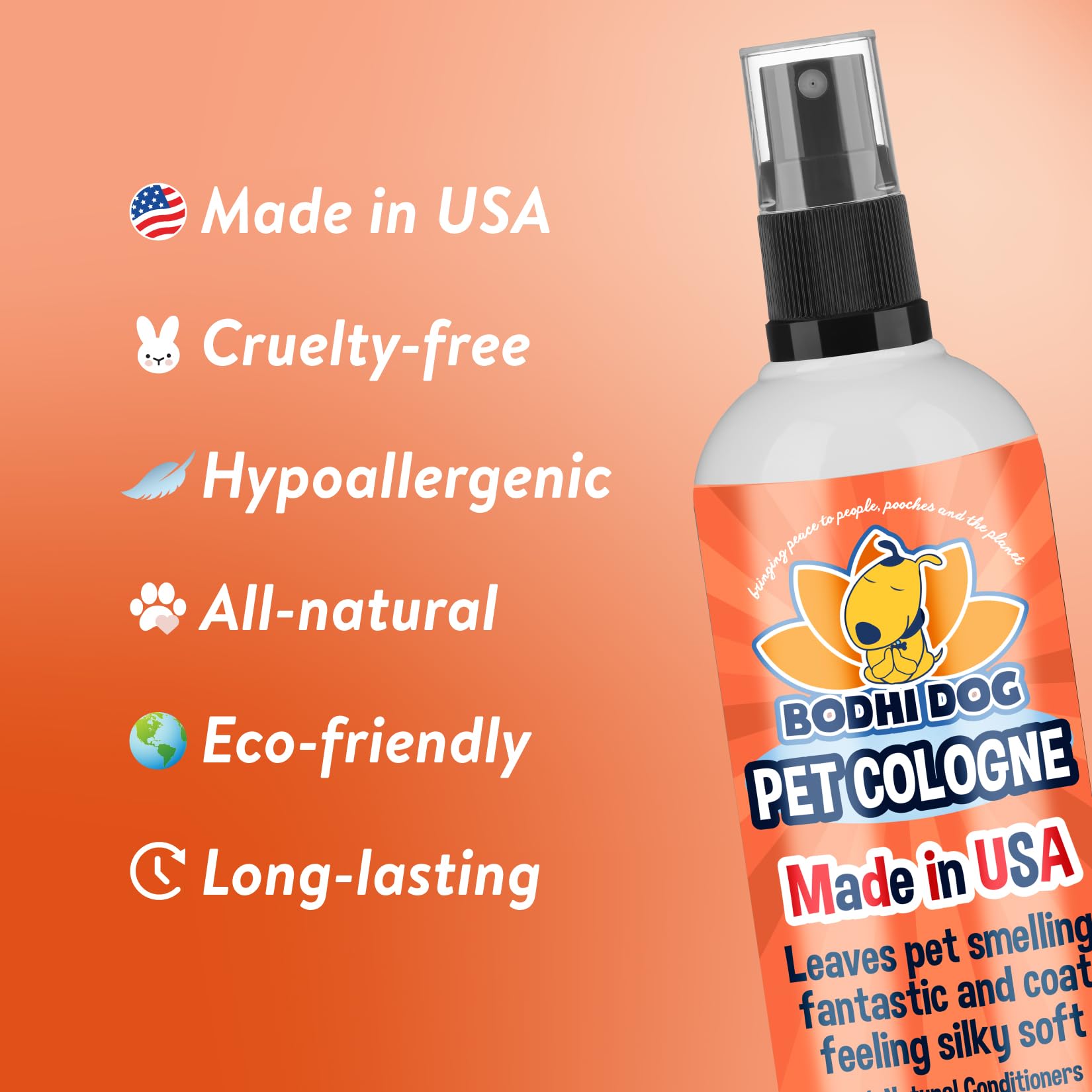 Bodhi Dog Natural Pet Cologne - Orange Sherbet Scented Deodorizing Spray for Dogs & Cats | Gentle Conditioning Formula | USA Made (8 Fl Oz) | Freshen Pets Between Baths & Eliminate Odors for Home, Car & Travel Use