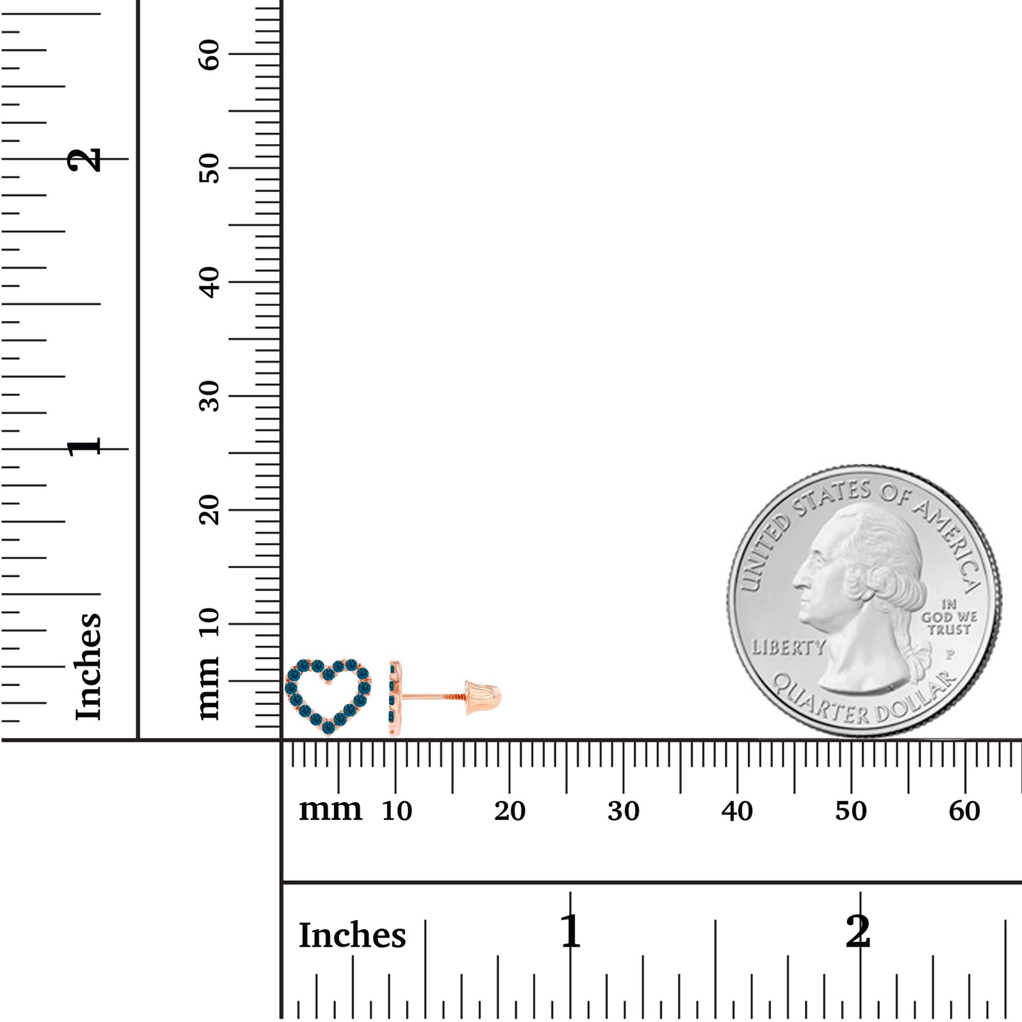 14K Solid Gold 7mm Open Heart Birthstone Stud Earrings for Women | Natural Gemstone Screw Back Earrings | Perfect for Valentine's Day, Anniversary Gifts & Everyday Elegance