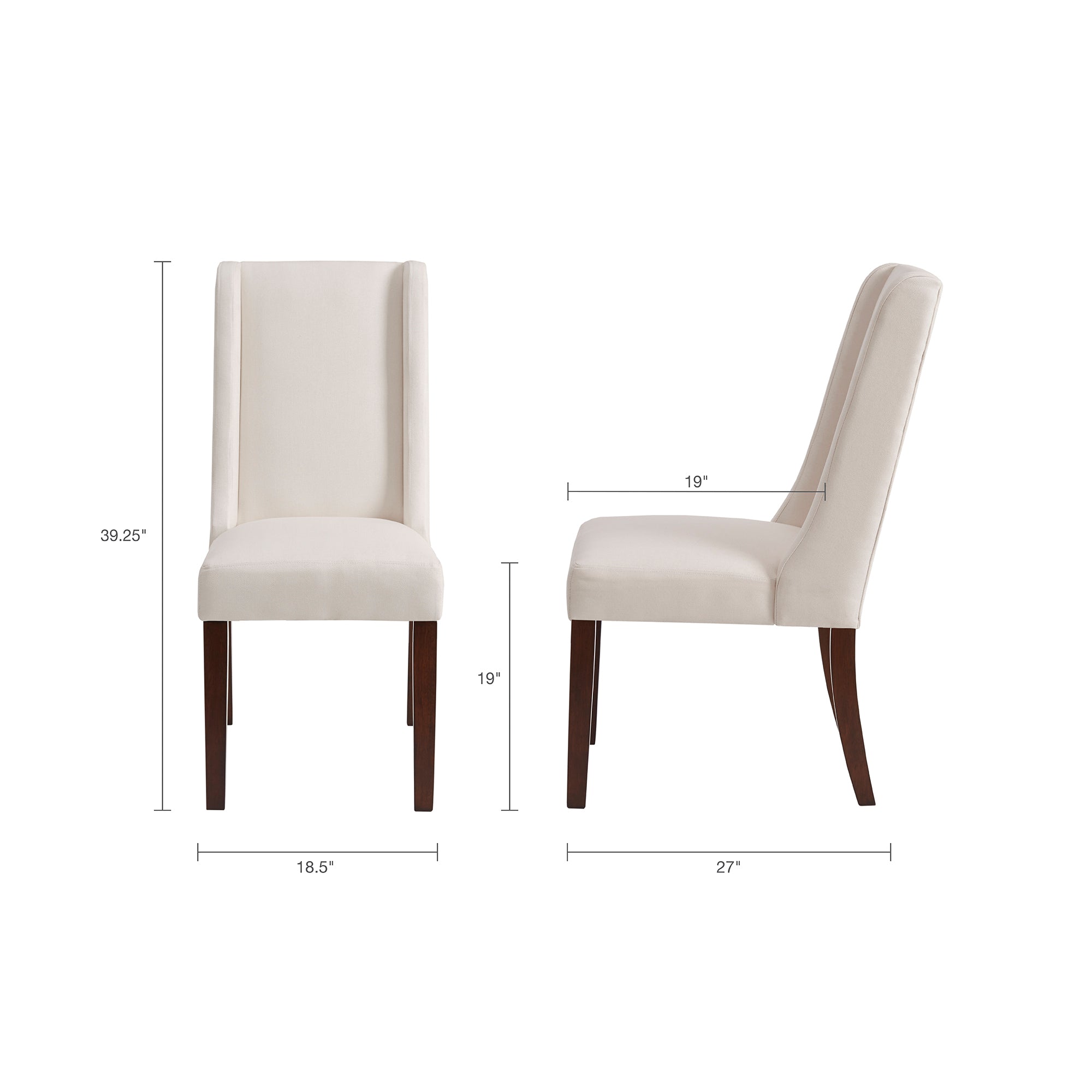 Brody Wing Dining Chairs Set of 2 - Modern Upholstered Accent Chairs for Dining Room, Kitchen, or Breakfast Nook - Comfortable & Stylish Home Decor