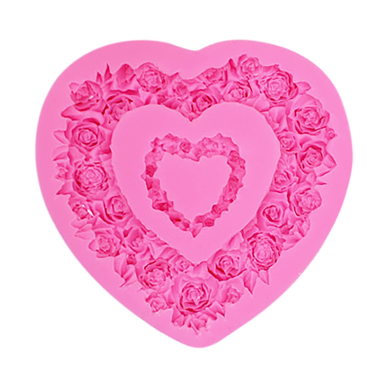 DIY Silicone Molds for Rose Heart Chocolate, Cake Wreath Decorations - 3D Shaped Cake Rose & Mini Heart Molds (Set A, One Size) - Perfect for Valentine's Day, Wedding Cakes, and Baking Gifts