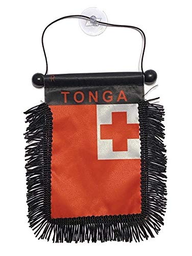 Tonga Flag Car Mirror Hanging Decor - Tongan Pride Rear View Mirror Flag for Vehicles | Perfect for Car Shows, Parades & National Celebrations
