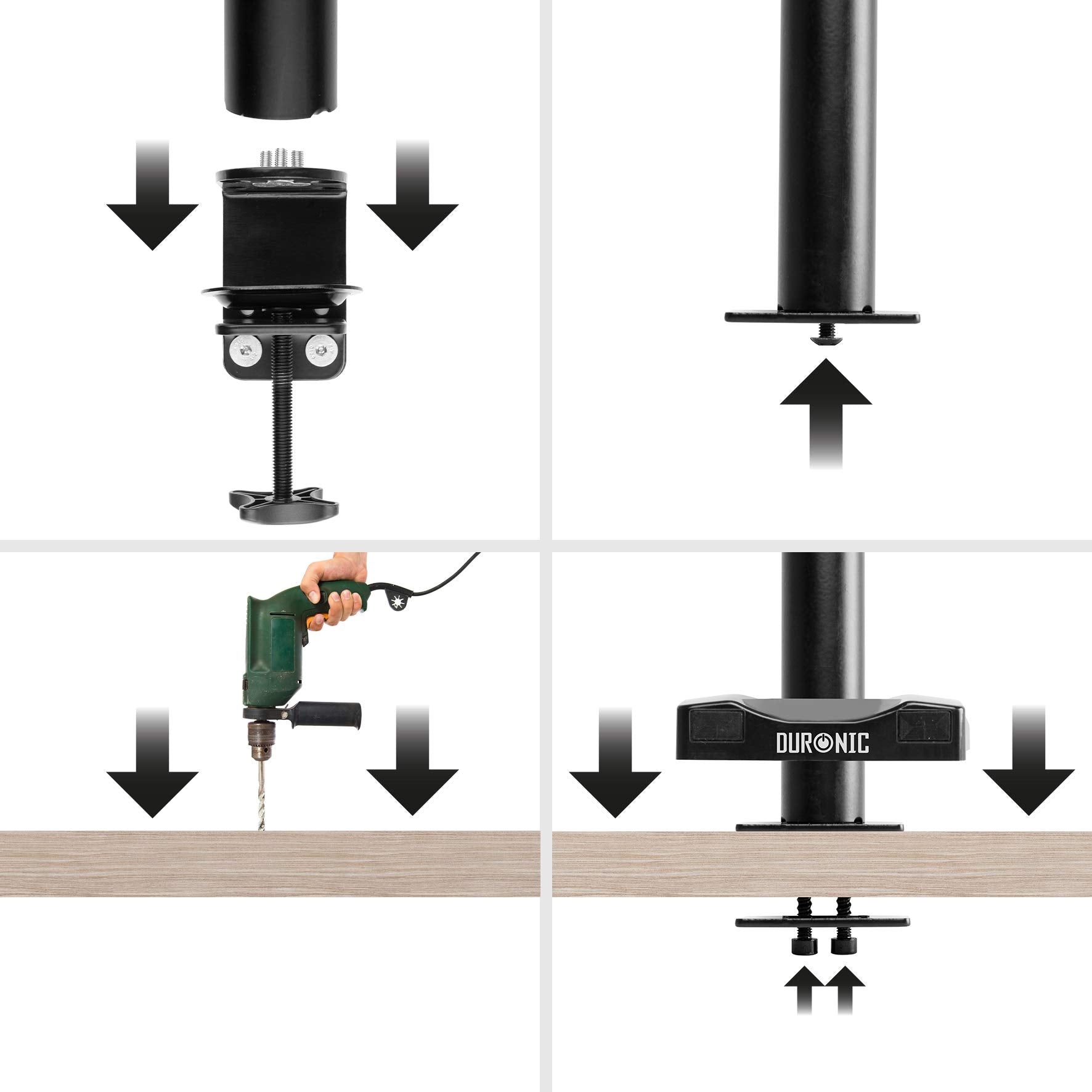 Duronic Grommet 3 | DM GR 03 | Heavy Duty Black Steel Monitor Arm Mount Adapter | Compatible with Duronic DMG51X2 & DMG52 Desk Mounts | Perfect for Cable Management & Ergonomic Workstation Setup