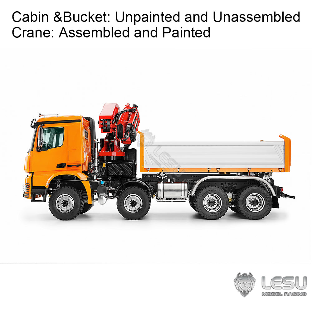 LESU 3348 1/14 Scale 8X8 RC Hydraulic Dump Truck with 3-Way Remote Control Crane - Heavy Duty Construction Toy for Kids & Adults - Perfect for Sandbox Play, Construction Site Simulation & STEM Learning