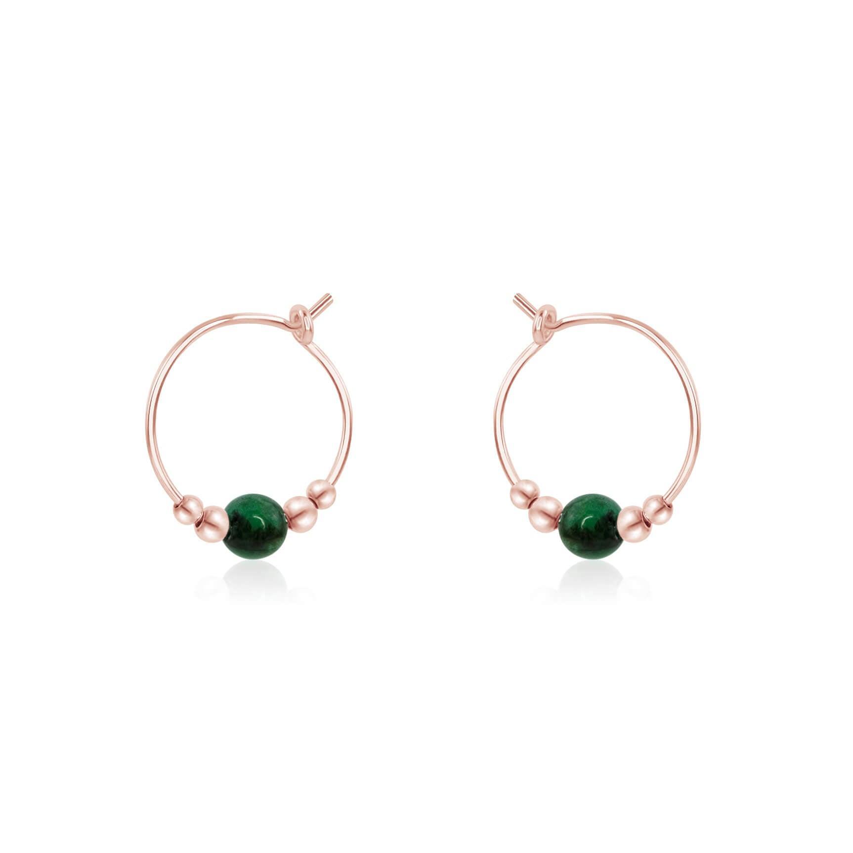 Tiny Green Emerald Gemstone Bead Hoop Earrings - Elegant Dainty Jewelry for Women | Perfect for Parties, Weddings & Everyday Wear