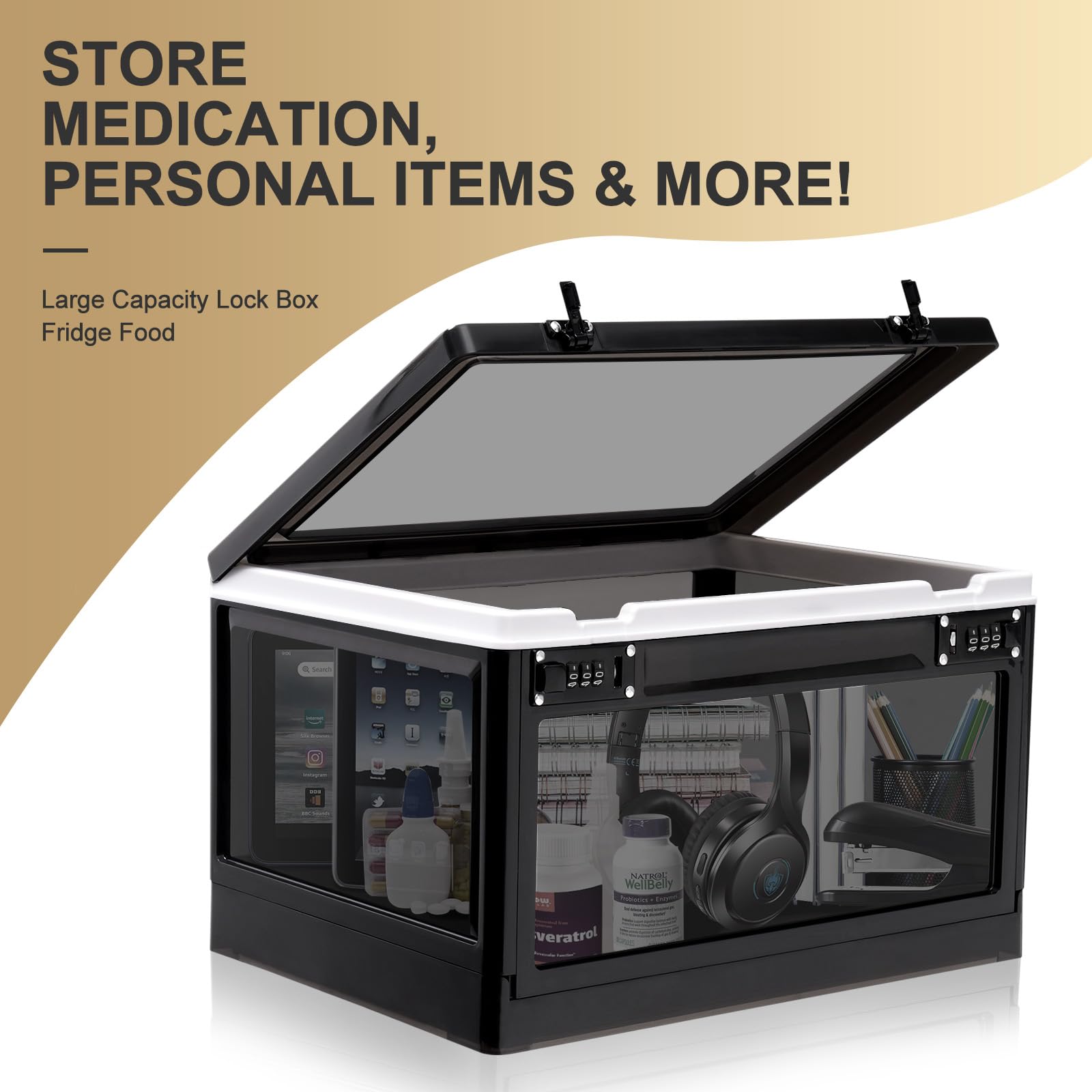 Secure Lock Box for Office & Home - Combination Storage for Valuables & Snacks