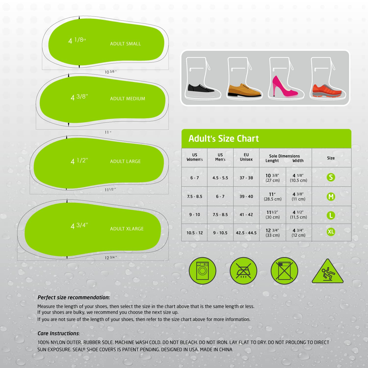 SEAL Waterproof Shoe Covers for Men & Women - Reusable Slip-Resistant Rain Boot Covers with Large Zippers - Perfect for Rain, Mud & Snow Protection | Ideal for Commuting, Hiking & Outdoor Activities