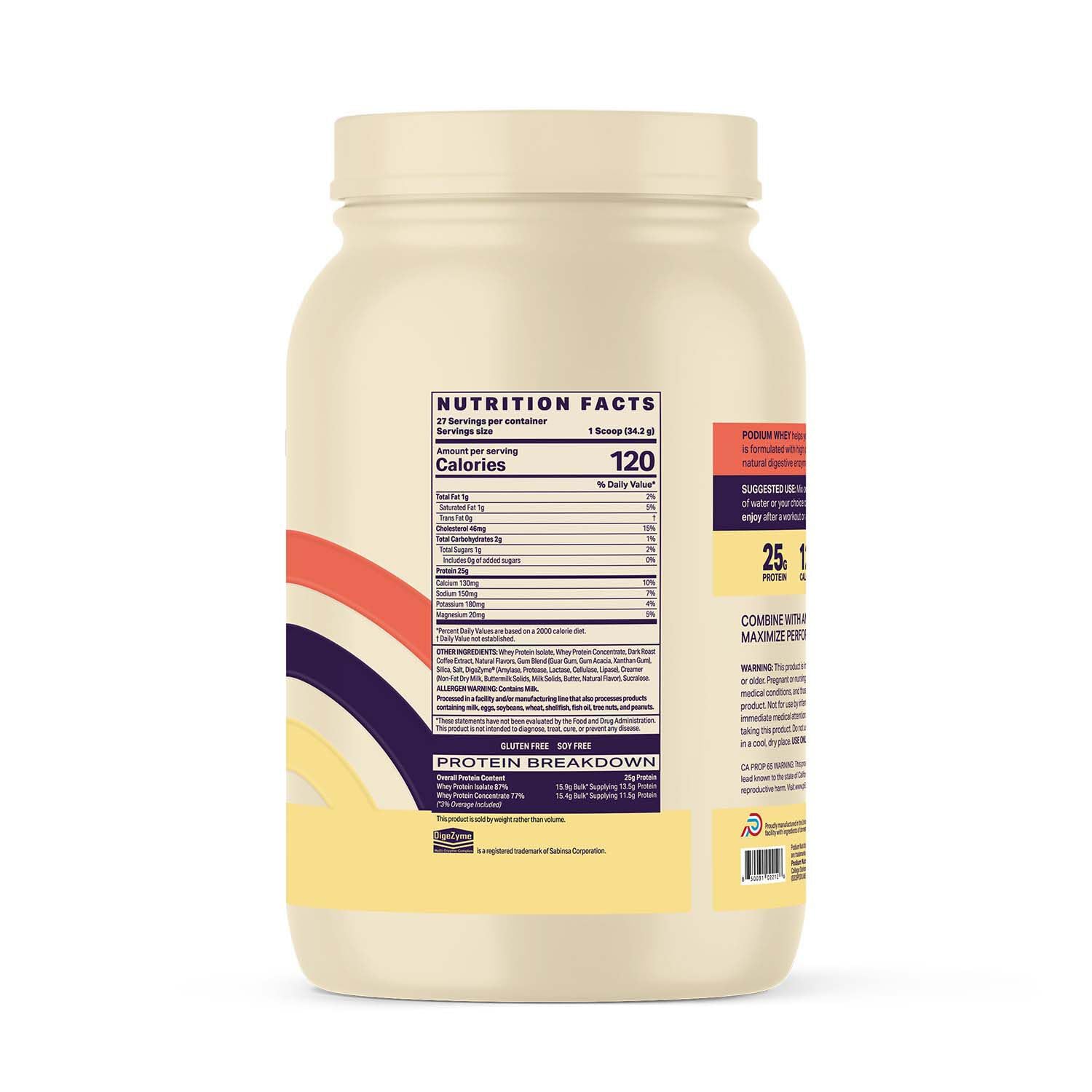 Podium Nutrition Whey Protein Powder - Coffee Ice Cream Flavor, 27 Servings, 25g Protein Per Serving | Gluten Free, Soy Free, Keto Friendly | Post-Workout Recovery, Muscle Building, Healthy Breakfast Smoothies