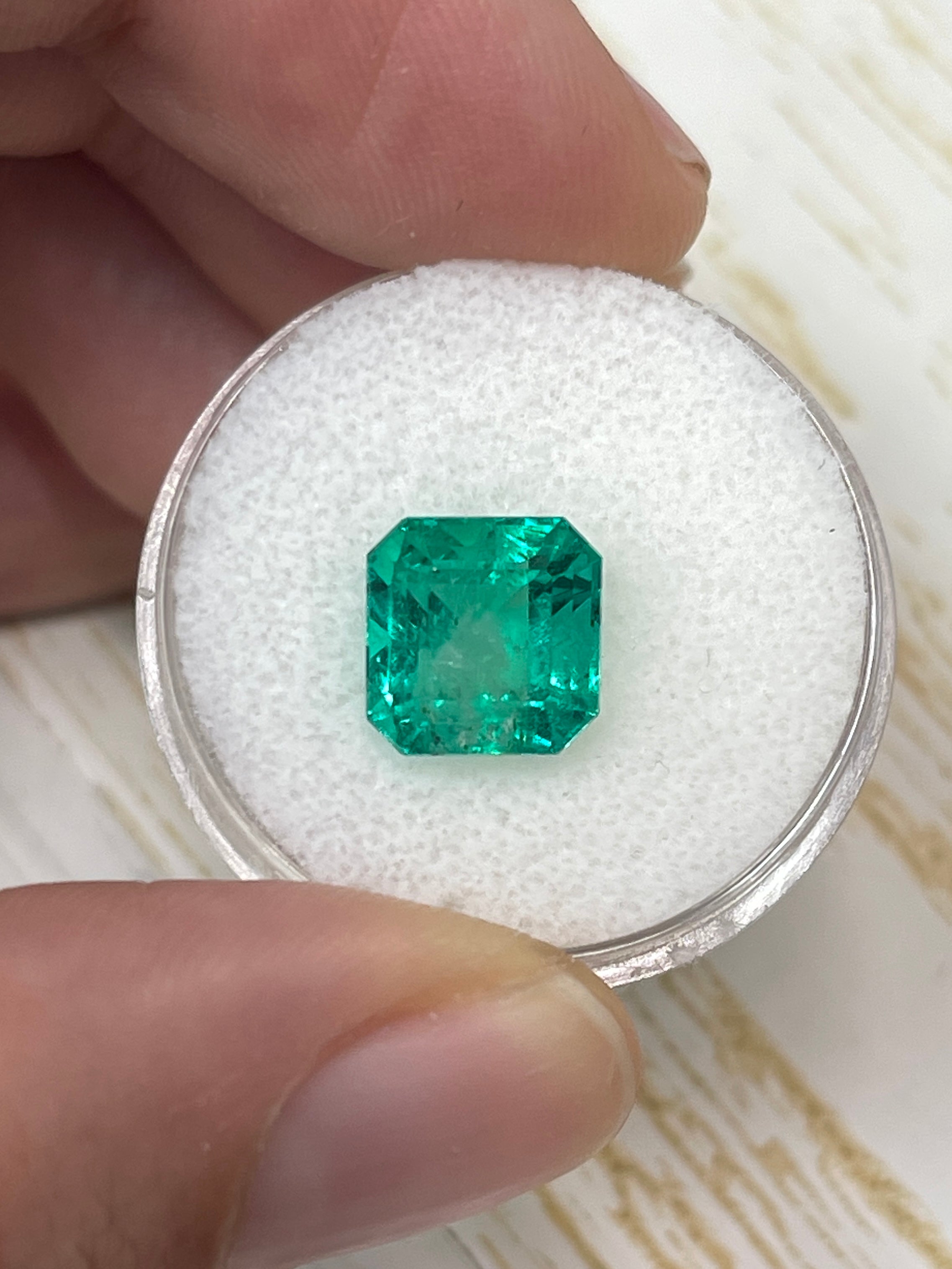 4.22 Carat 9x9mm Vivid Muzo Natural Loose Colombian Emerald Asscher Cut Gemstone for Jewelry Making & Engagement Rings