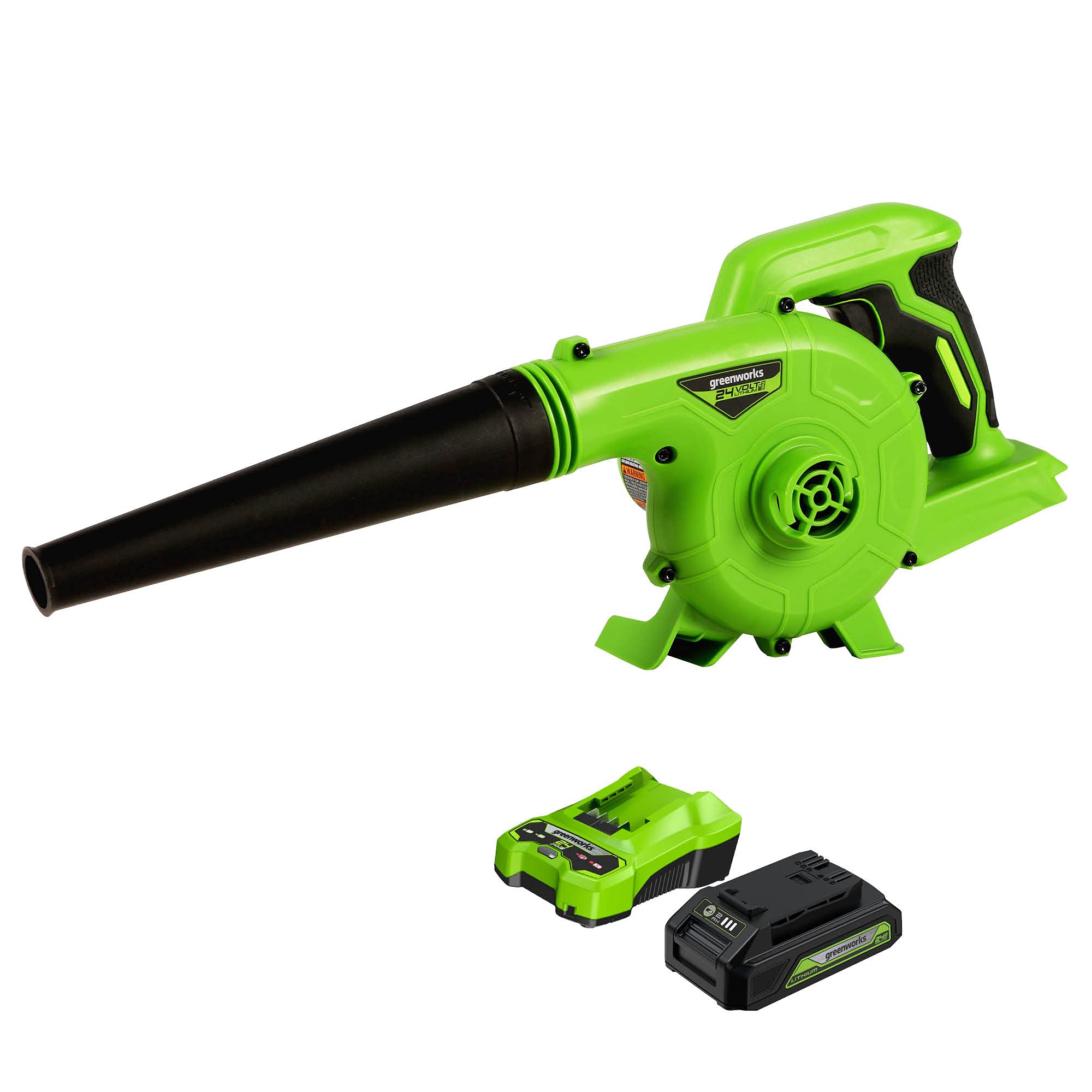 Greenworks 24V Cordless Leaf Blower - 90 MPH, 180 CFM, 2.0Ah Battery & Charger Included - Compatible with 125+ Tools - Perfect for Yard Cleanup, Driveway Clearing & Workshop Use