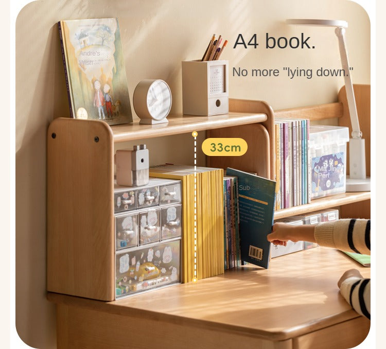 Solid Wood Kids Bookshelf - Beech, Oak, Poplar - Multi-Functional Storage Shelf for Bedroom, Playroom & Nursery Organization