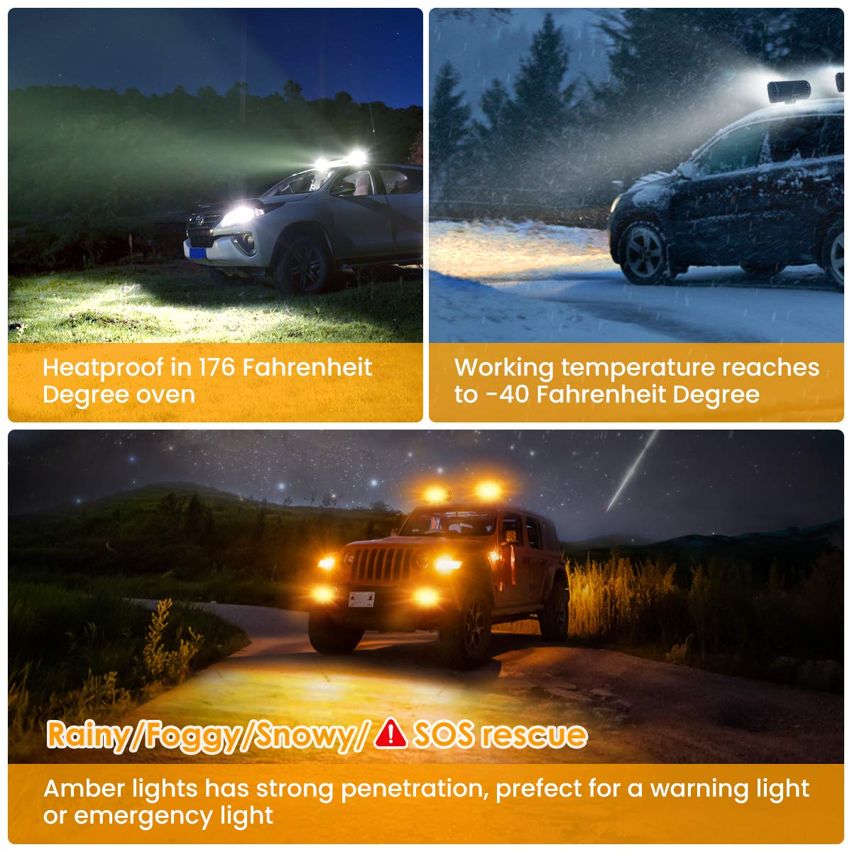 7-Inch LED Light Bar 24000 Lumen 240W Waterproof Off-Road Driving Lights - White/Amber Spot Flood Combo Beam for Trucks, Pickups, ATVs & UTVs - Perfect for Night Off-Roading, Camping & Emergency Lighting (12-32V)