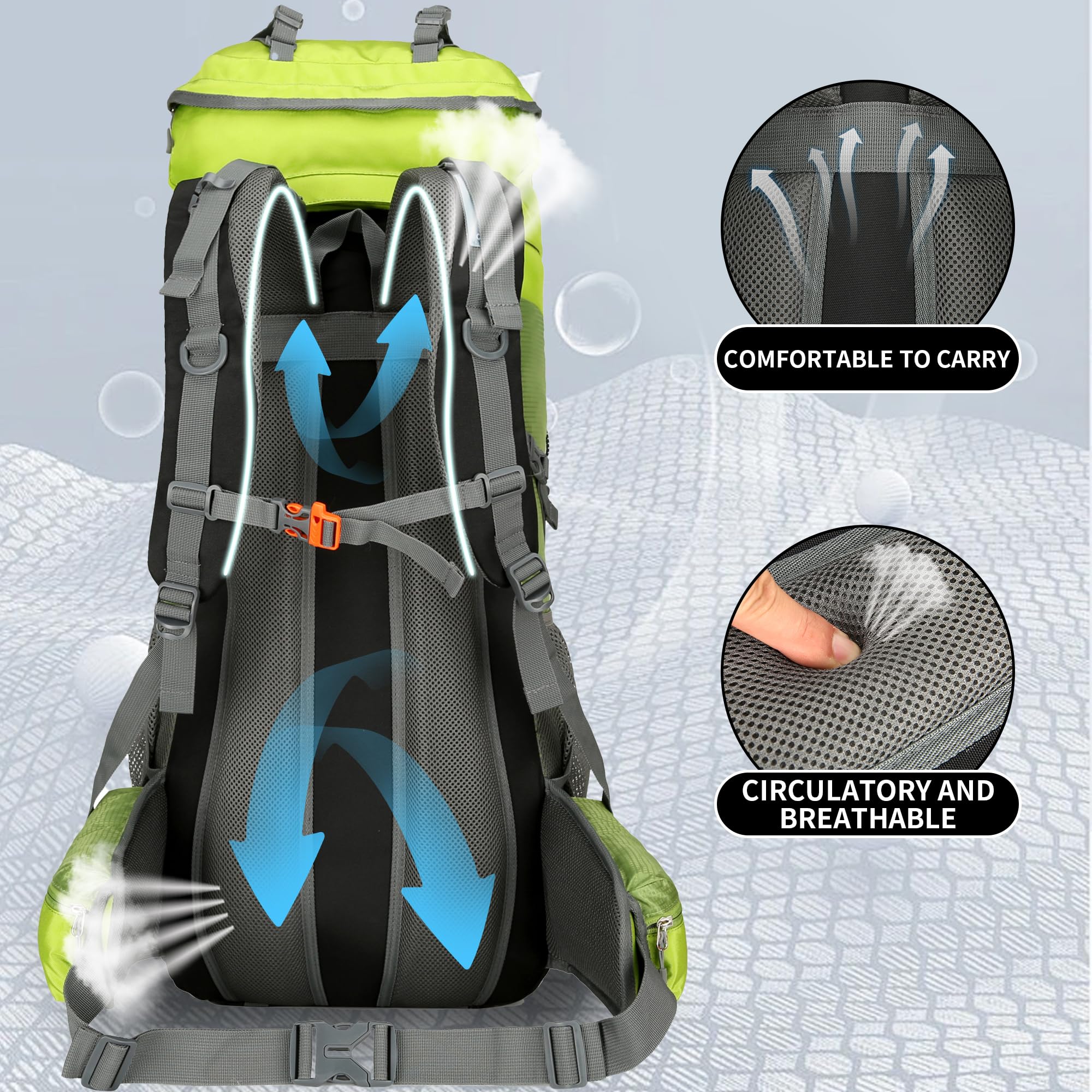 WintMing 75L Waterproof Hiking Backpack with Rain Cover - Perfect for Camping & Travel