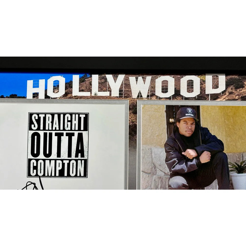 Authentic Ice Cube Autographed Straight Outta Compton Script Framed Collage with BAS COA - Signed Memorabilia for Movie Fans & Hip Hop Collectors | Perfect for Home Theater Decor, Man Cave Display, and Gift for Rap Music Enthusiasts