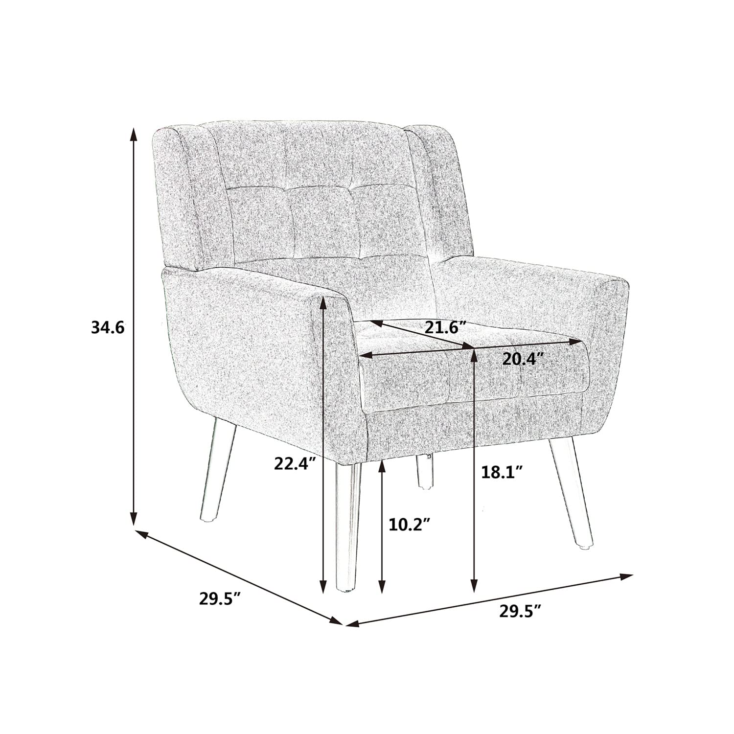 Luxury Velvet Accent Chair - Ergonomic Tufted Upholstered Armchair with Padded Cushions & Solid Wood Legs - Comfortable Single Sofa for Living Room, Bedroom or Office - Perfect Blue Reading Chair for Relaxation & Home Decor