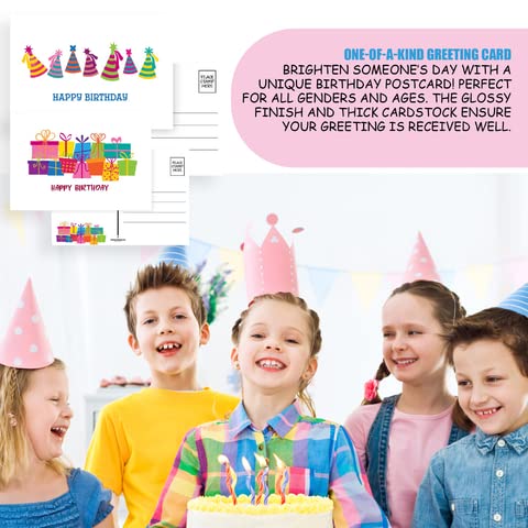 50-Pack Happy Birthday Greeting Cards - Assorted Birthday Postcards for Mom, Teacher, Students & Kids - 5 Cute Birthday Card Designs - Perfect for Celebrations, Parties & Special Occasions